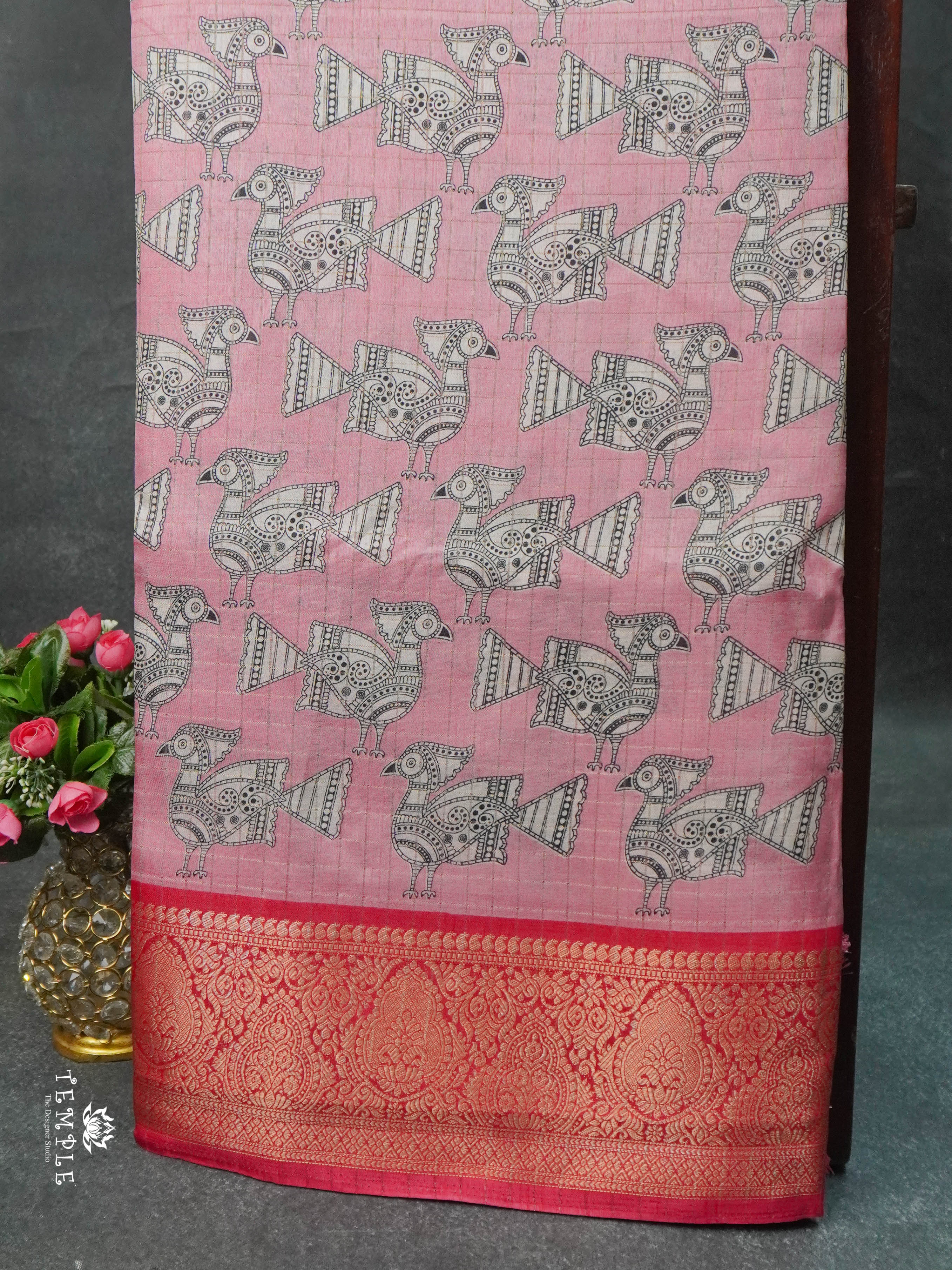 Printed Calcutta Checked Saree | TTDS1592 | Pongal Fest