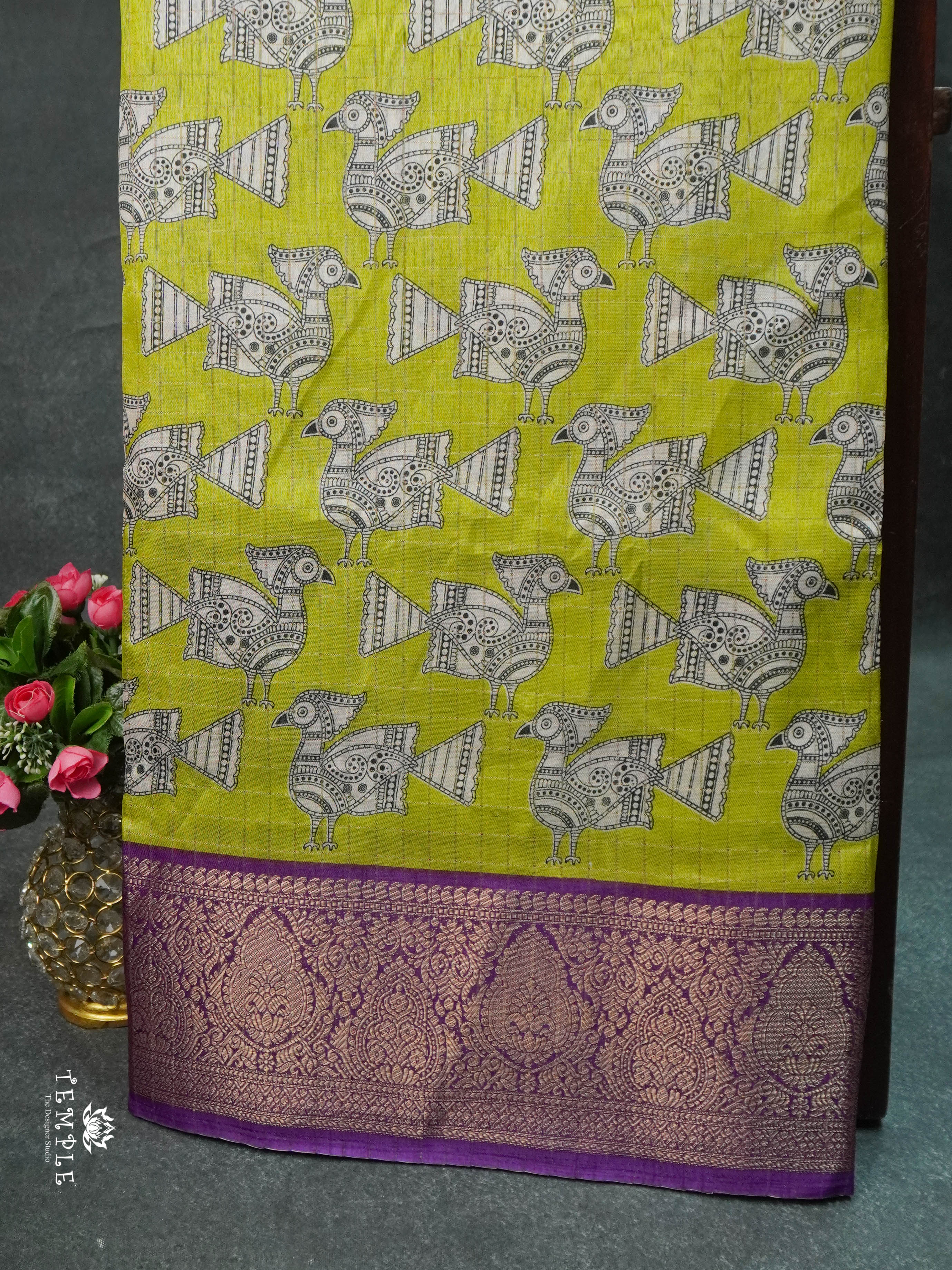 Printed Calcutta Checked Saree | TTDS1592 | Pongal Fest