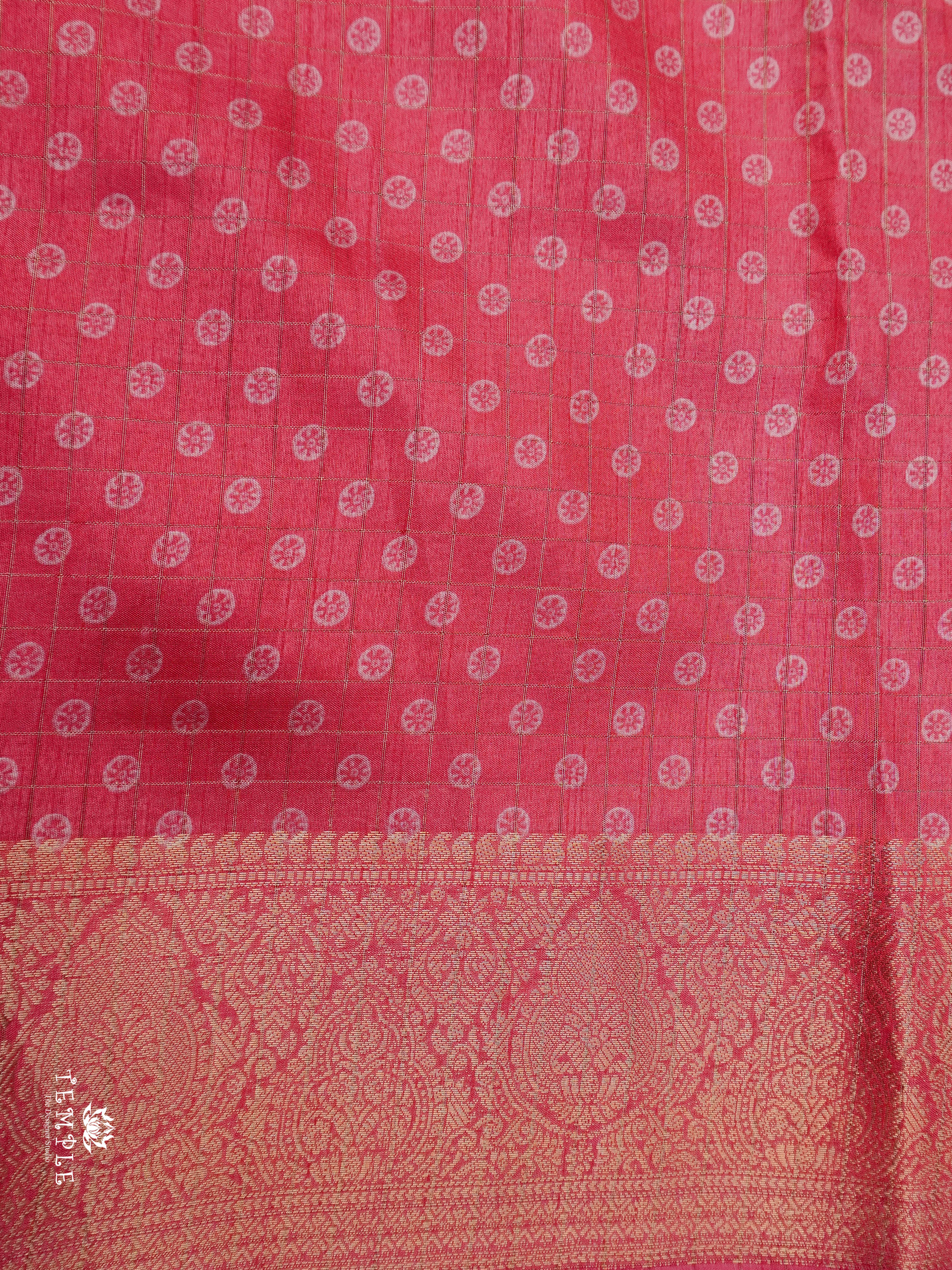 Printed Calcutta Checked Saree | TTDS1596 | Pongal Fest