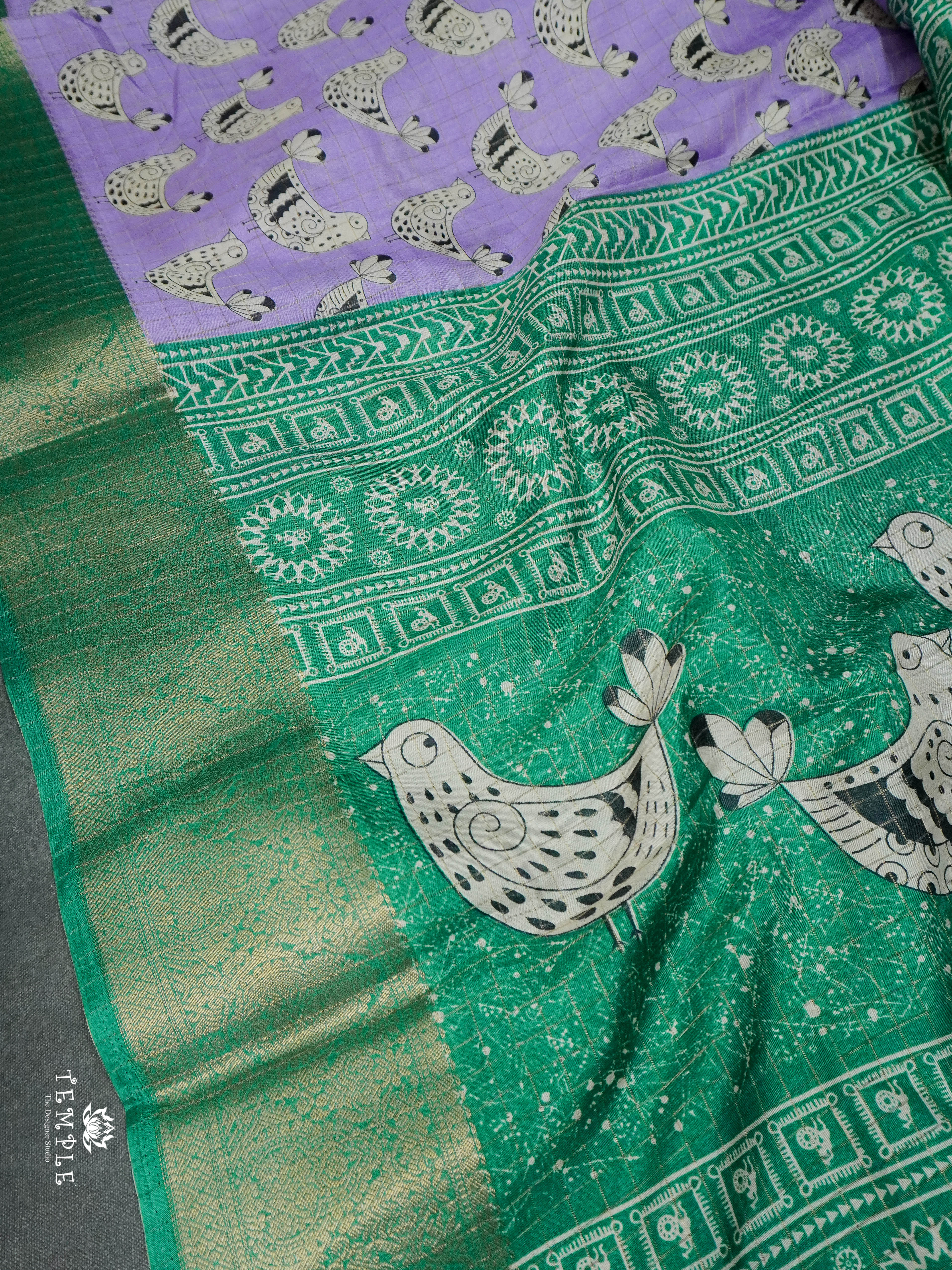 Printed Calcutta Checked Saree | TTDS1596 | Pongal Fest