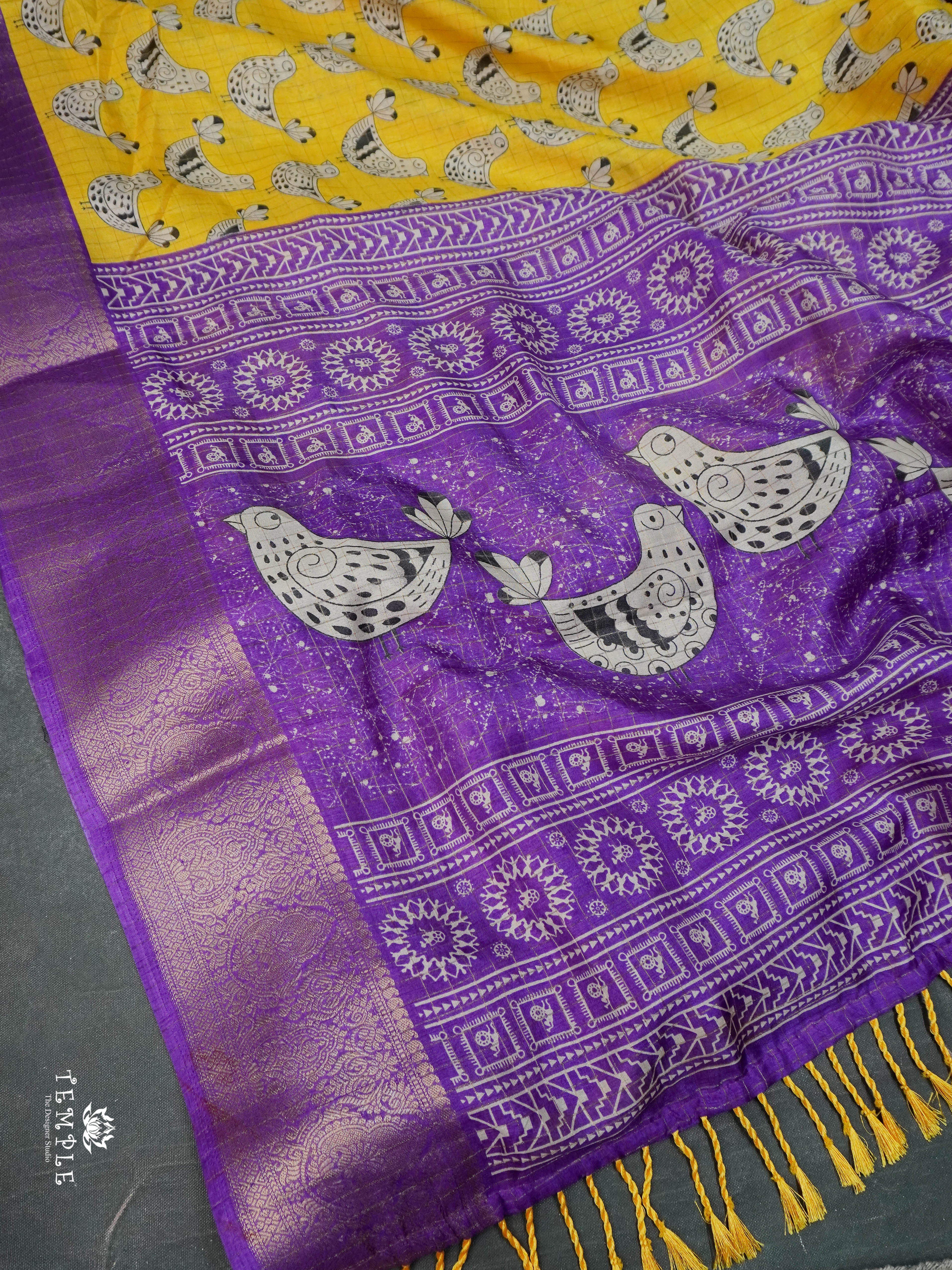 Printed Calcutta Checked Saree | TTDS1596 | Pongal Fest