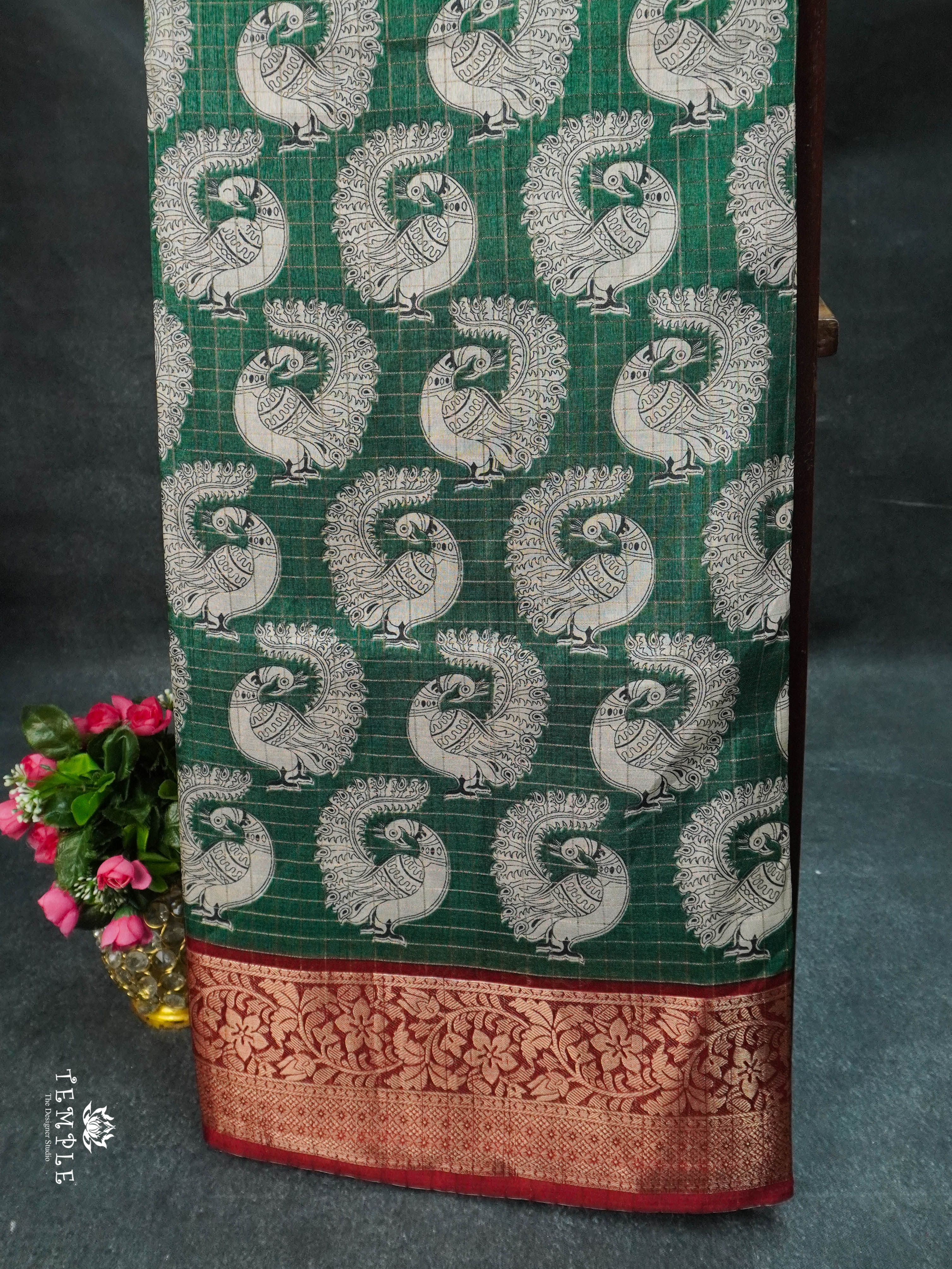 Printed Calcutta Checked Saree | TTDS1606 | Pongal Fest