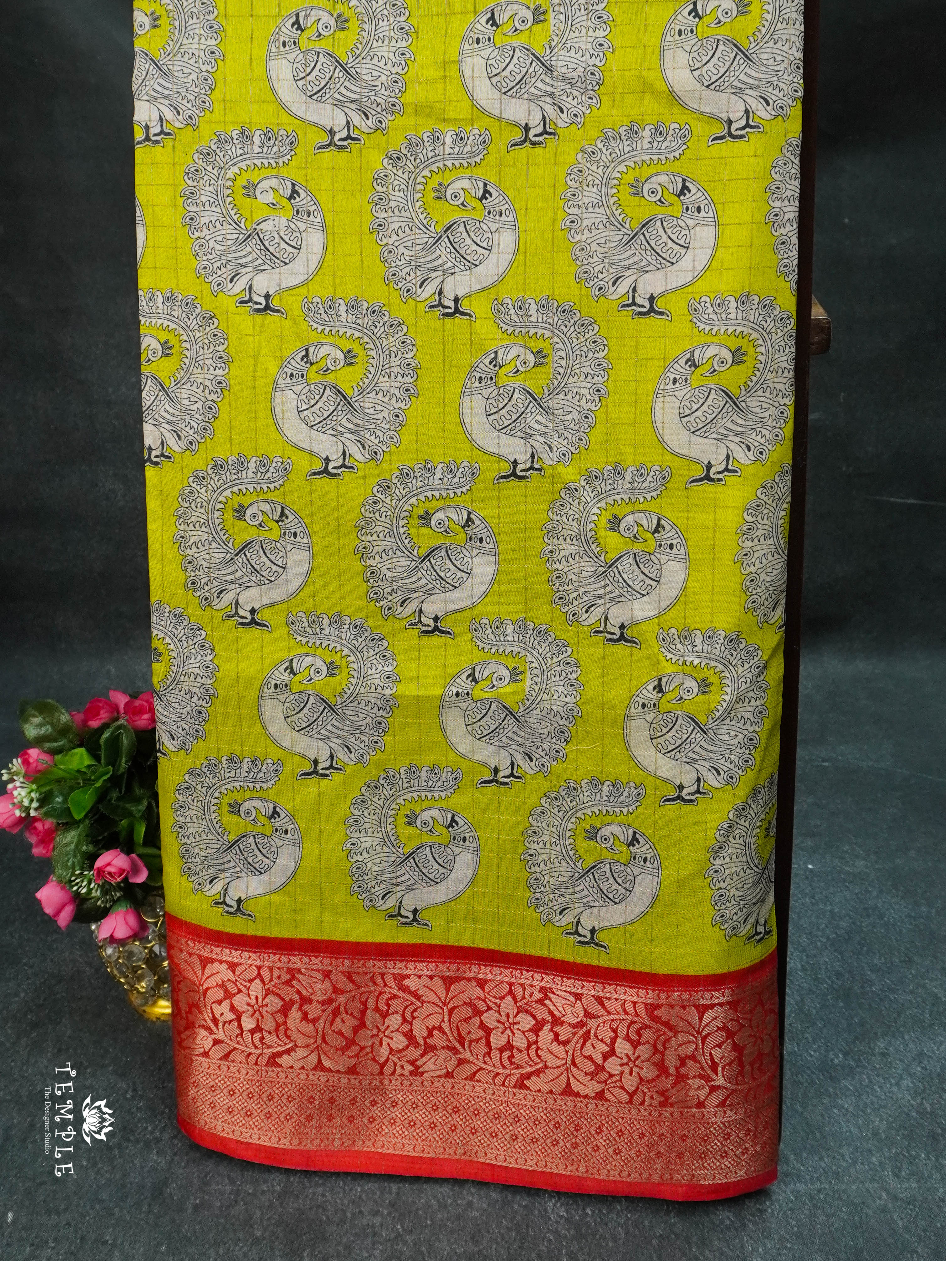 Printed Calcutta Checked Saree | TTDS1606 | Pongal Fest