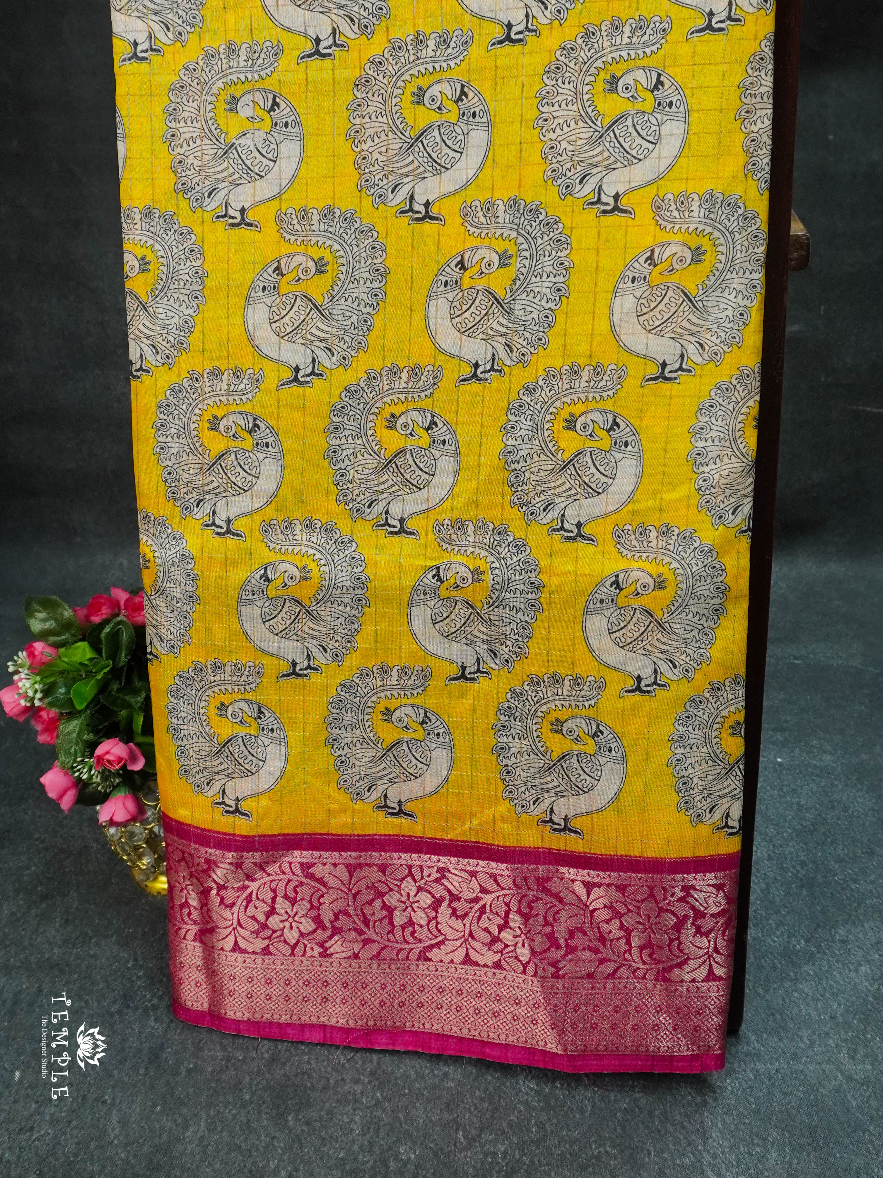 Printed Calcutta Checked Saree | TTDS1606 | Pongal Fest