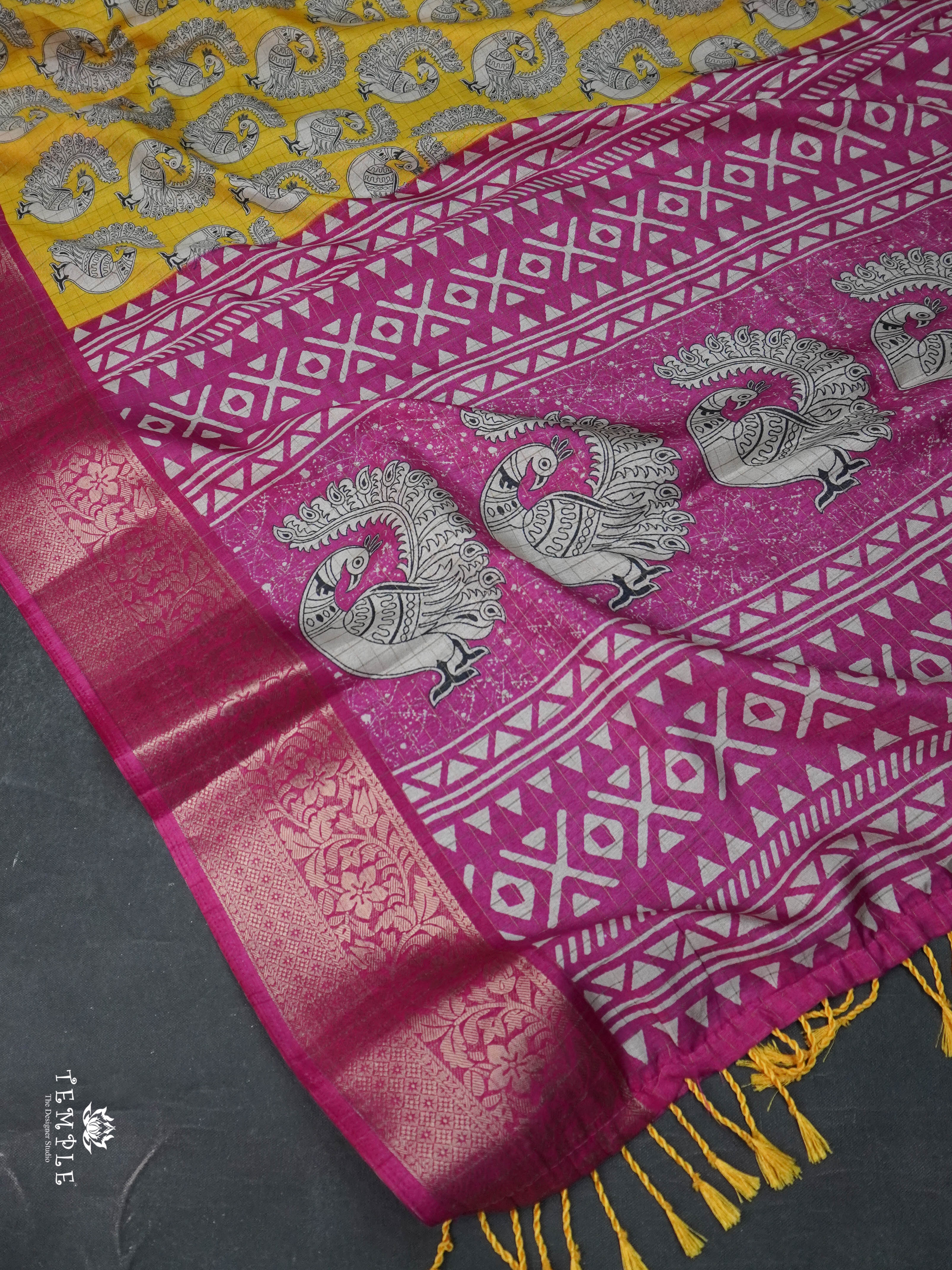 Printed Calcutta Checked Saree | TTDS1606 | Pongal Fest