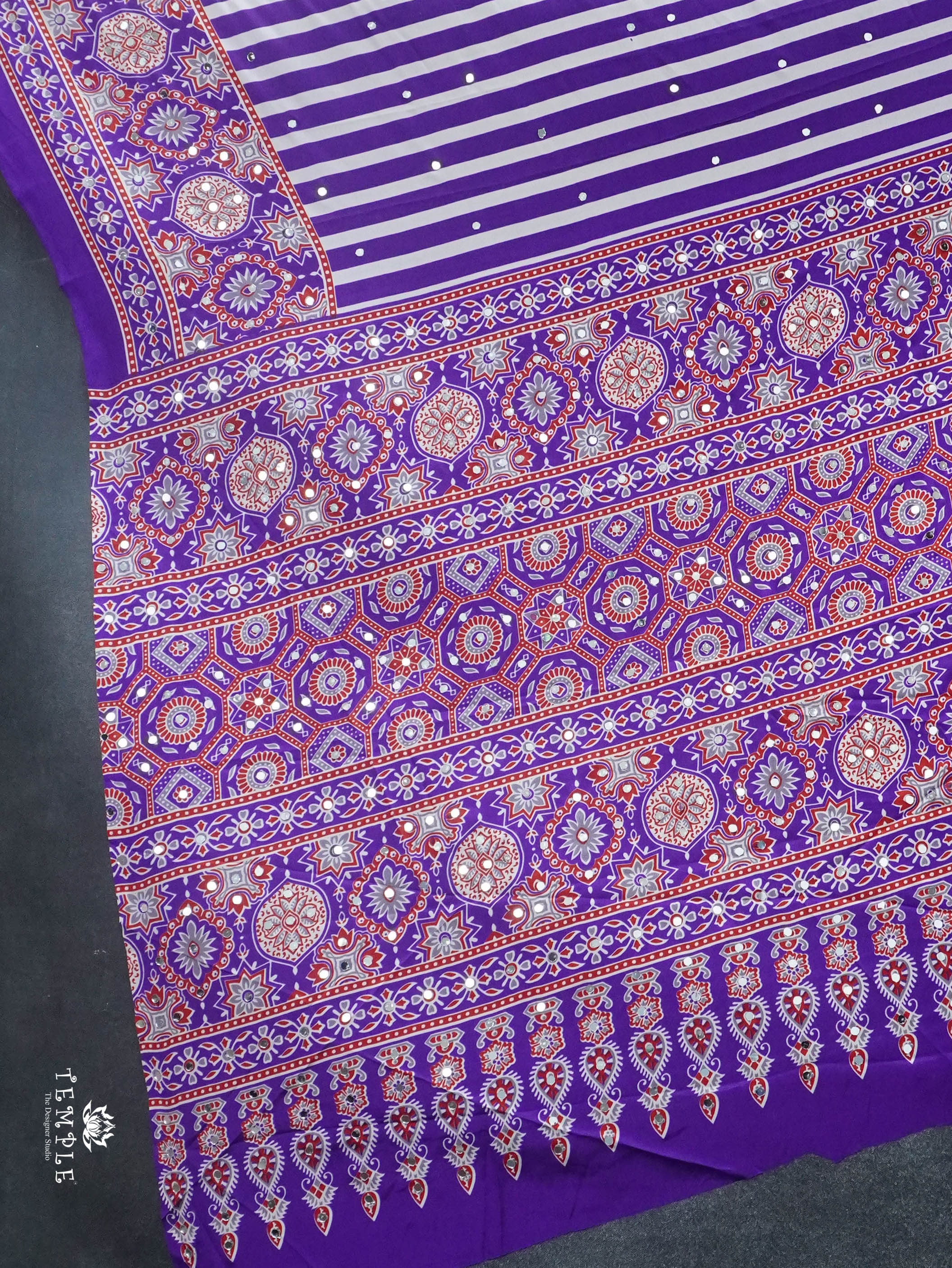 Ajrakh Printed Modal Silk Saree | TTDS3058