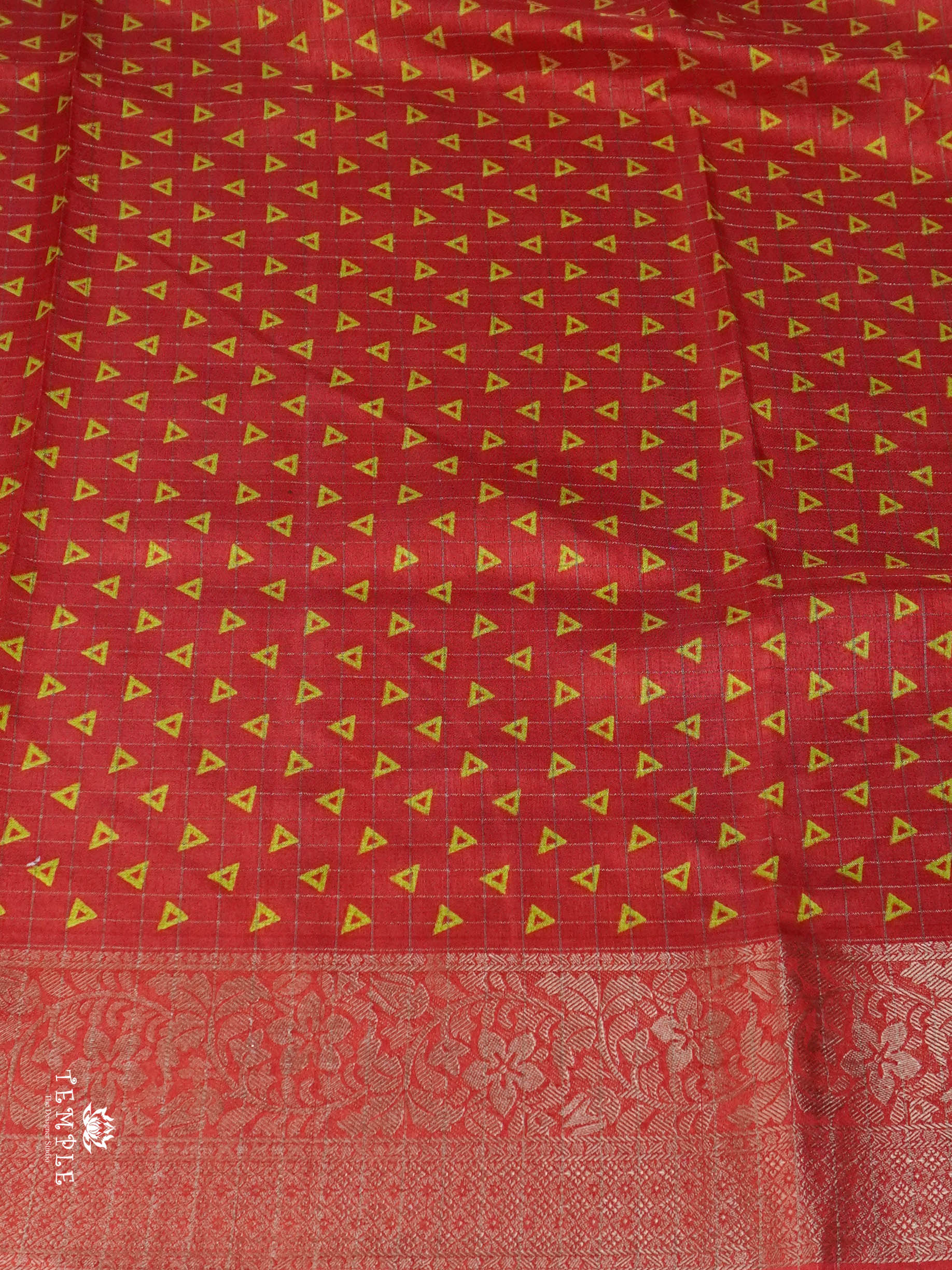 Printed Calcutta Checked Saree | TTDS1606 | Pongal Fest