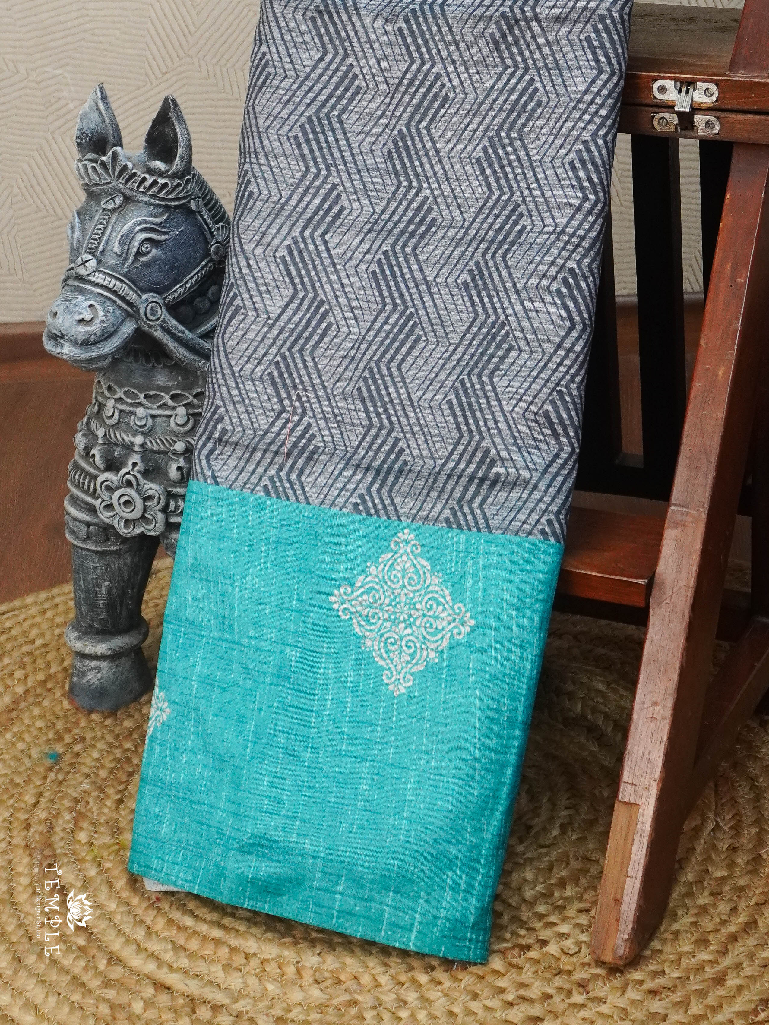 Printed Tussar Silk Saree | TTDS3068