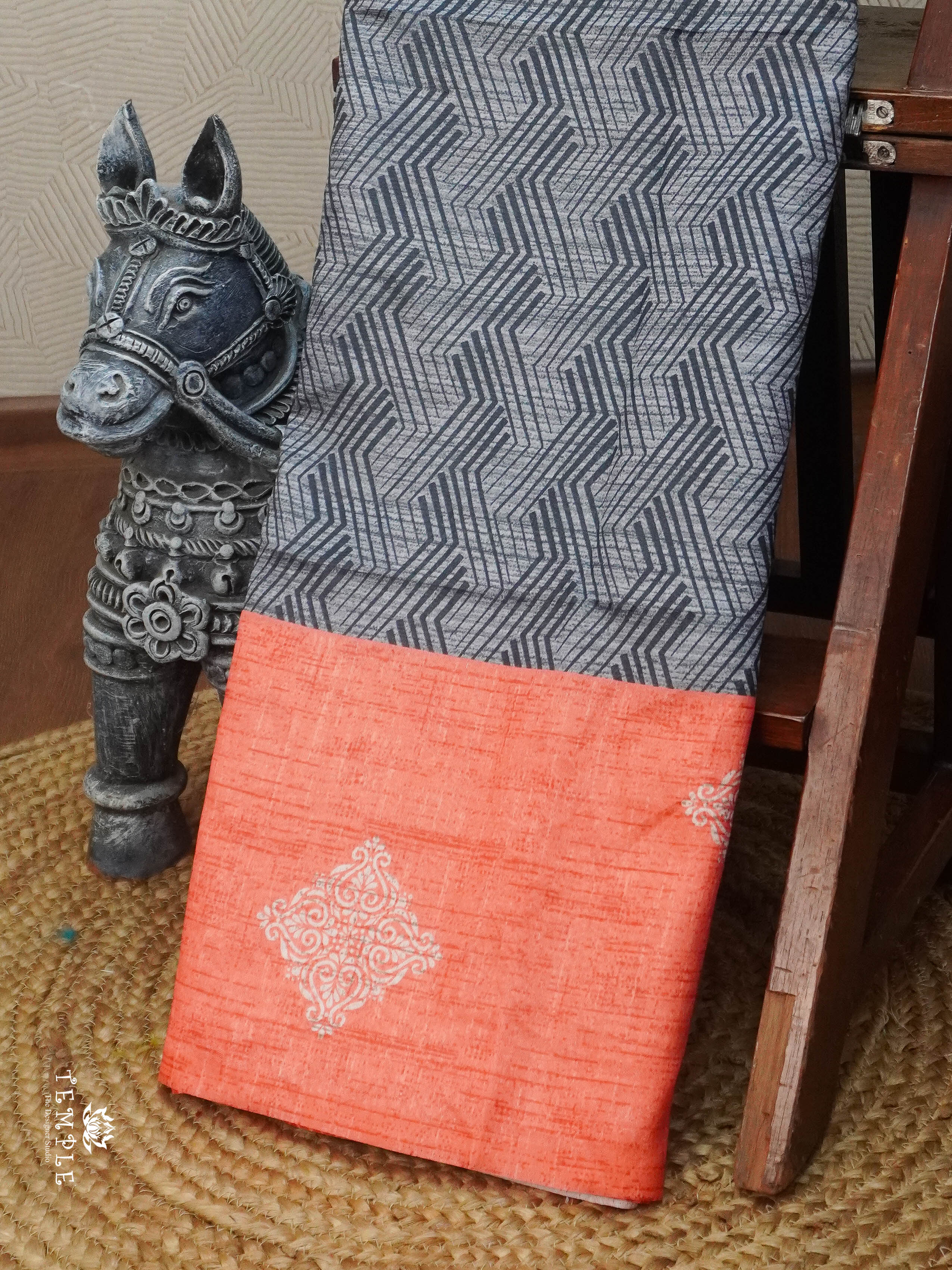 Printed Tussar Silk Saree | TTDS3068