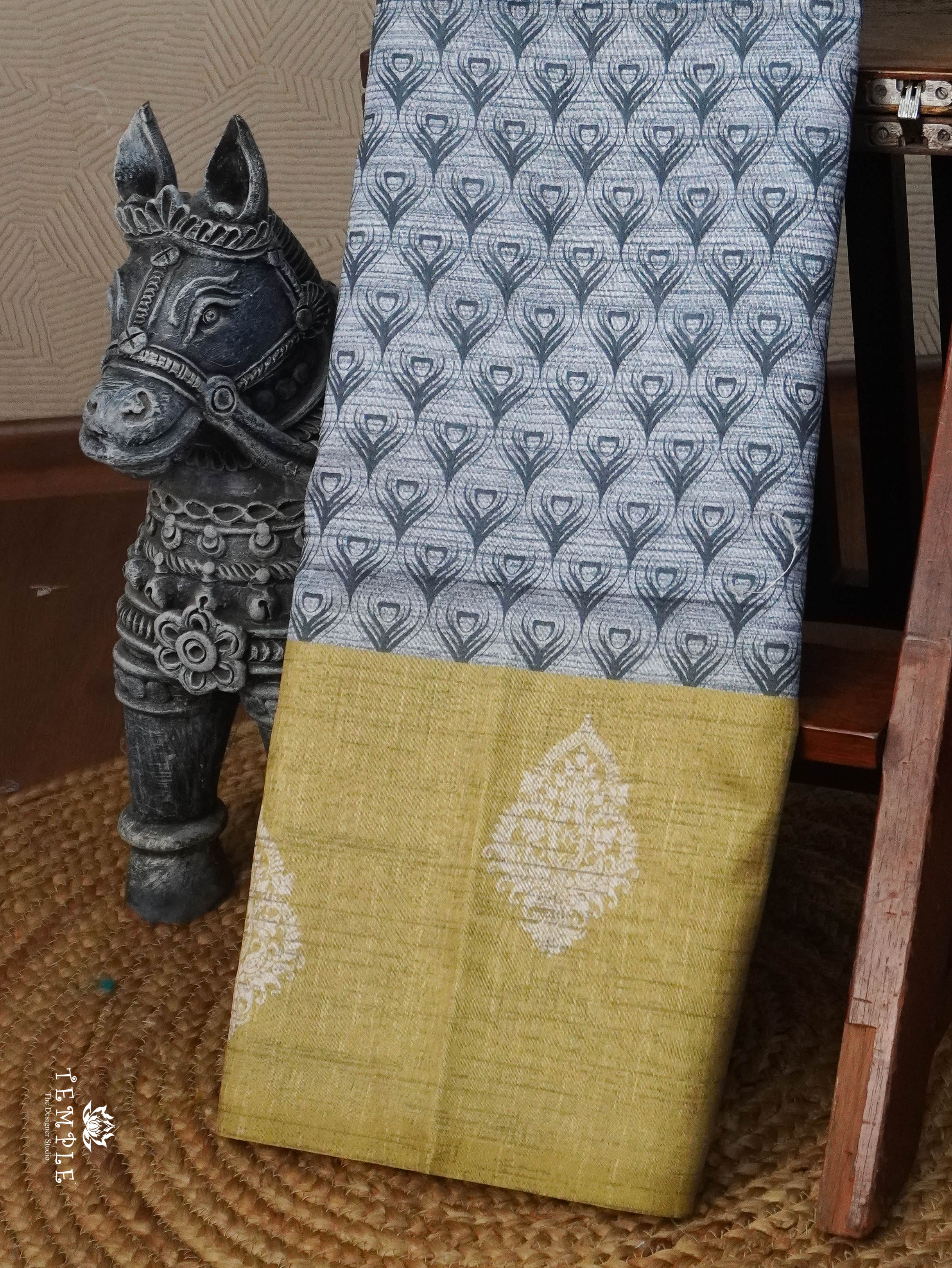 Printed Tussar Silk Saree | TTDS3069