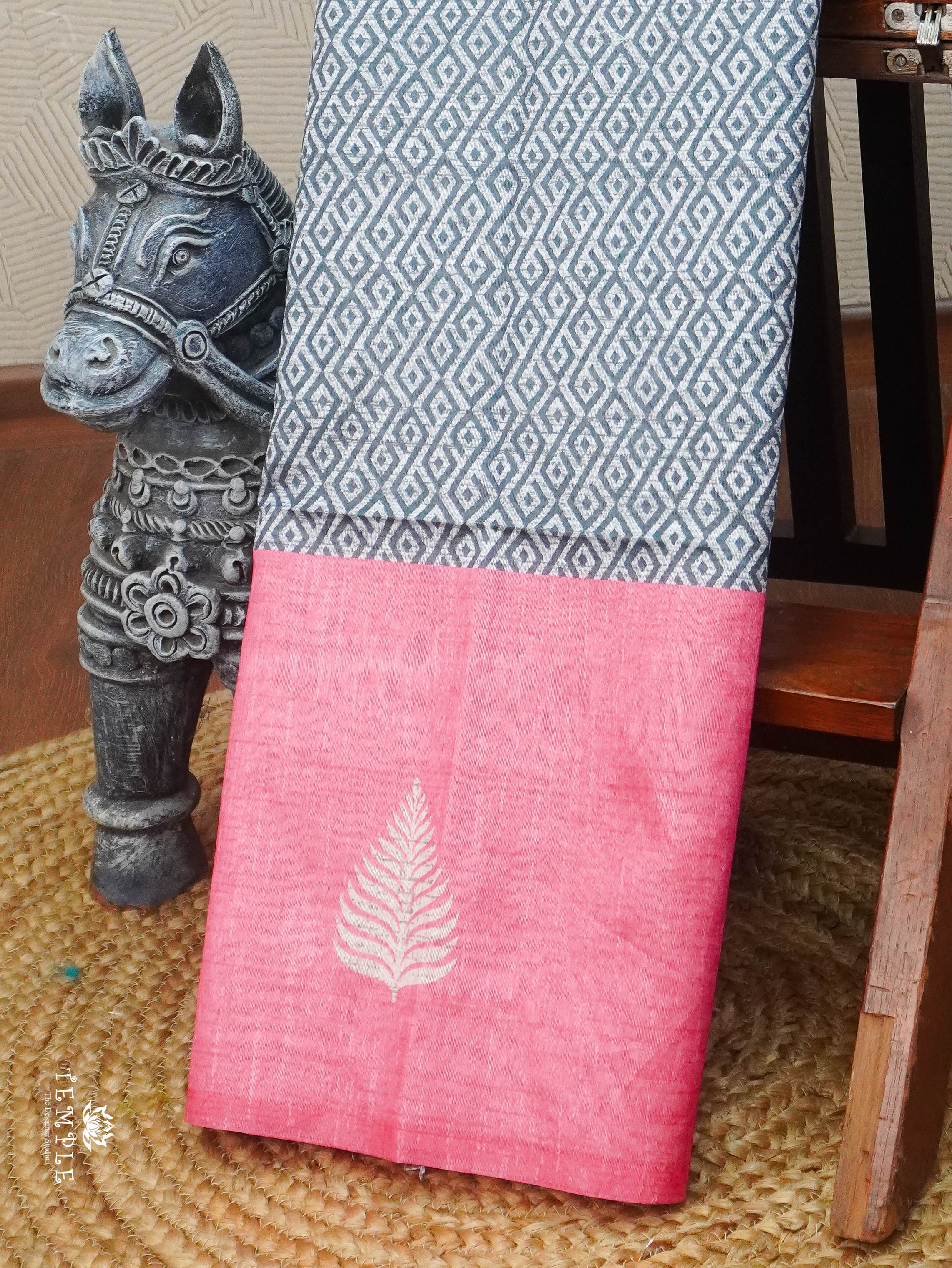 Printed Tussar Silk Saree | TTDS3070