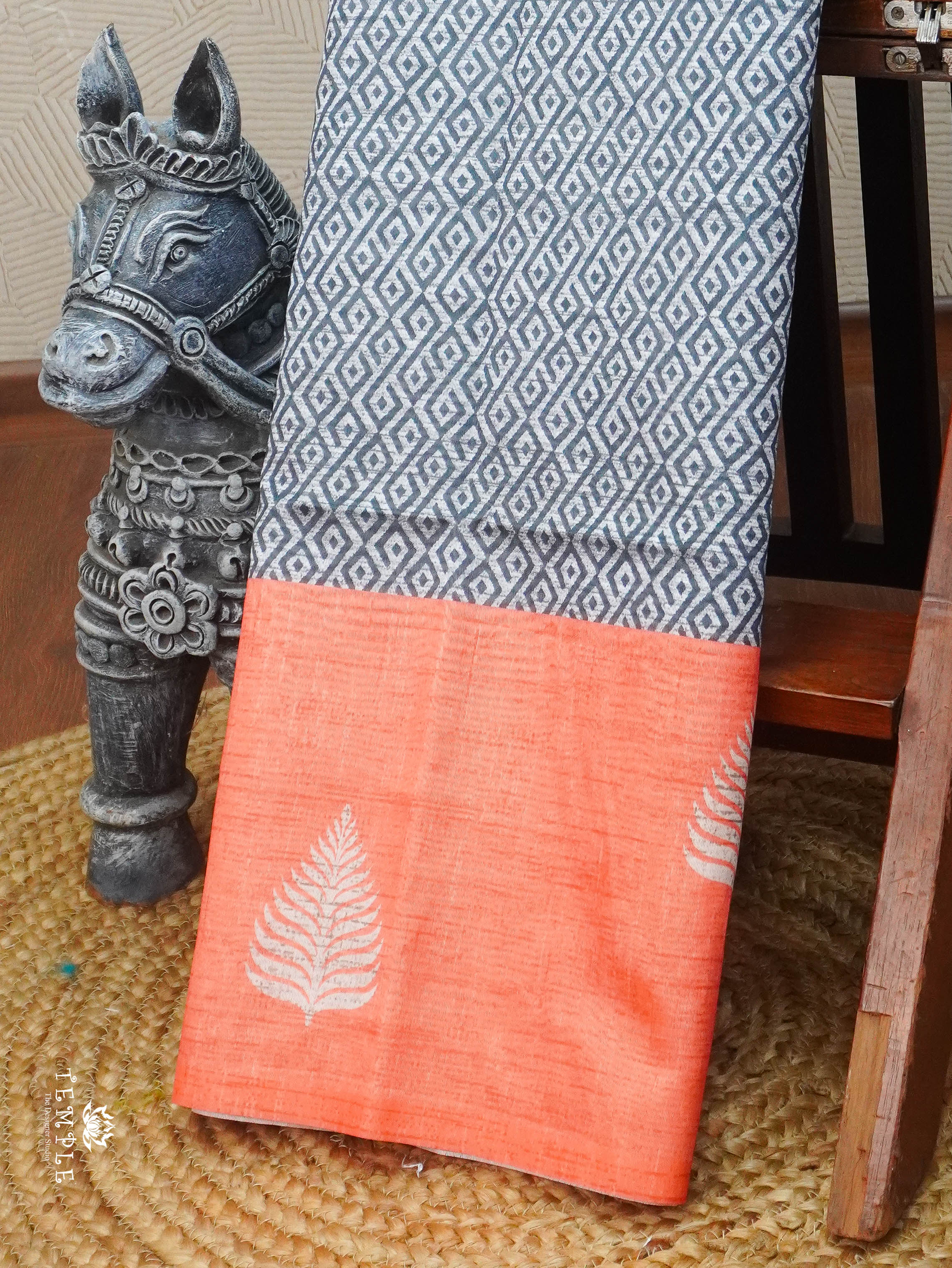 Printed Tussar Silk Saree | TTDS3070