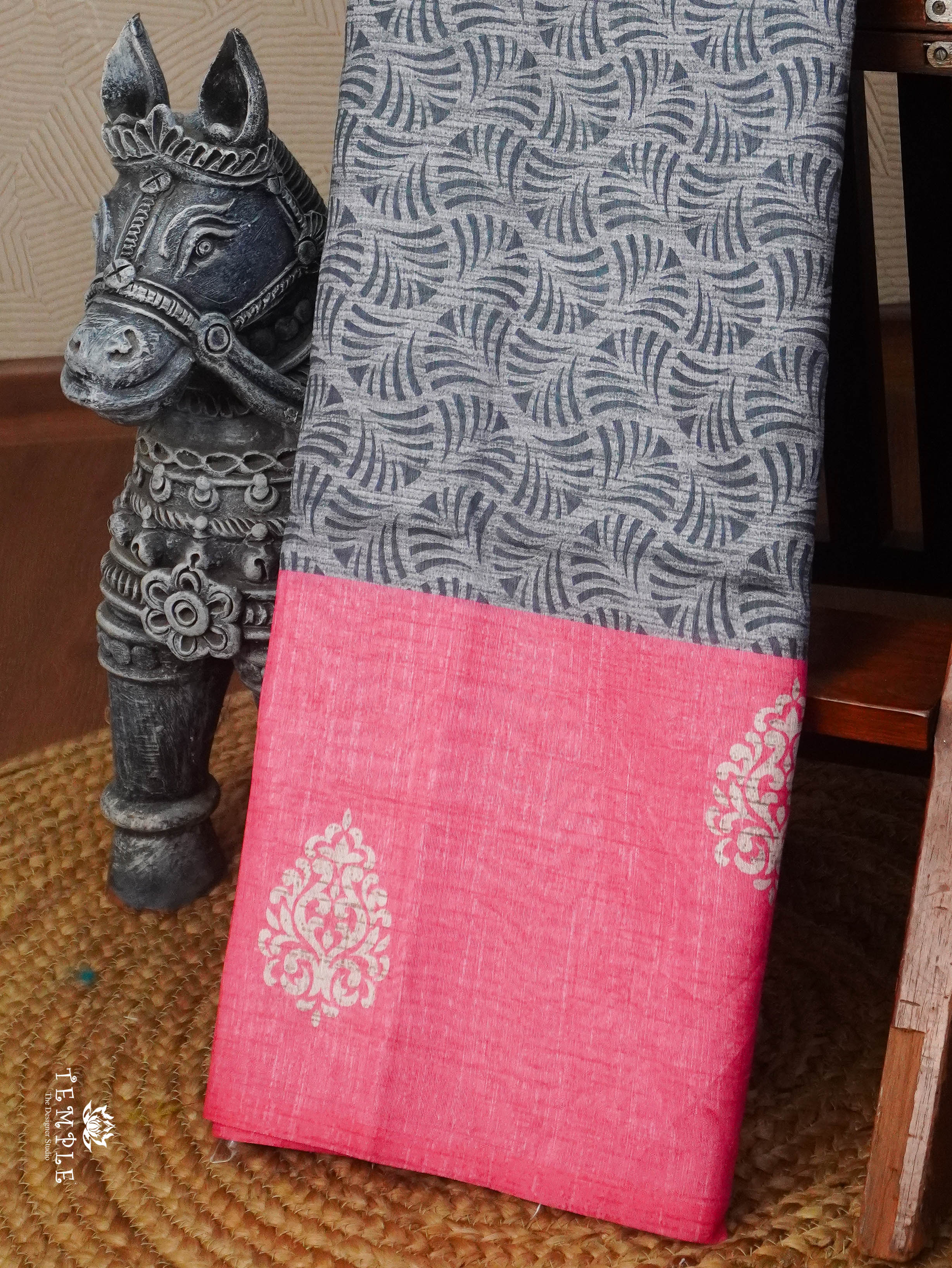 Printed Tussar Silk Saree | TTDS3072