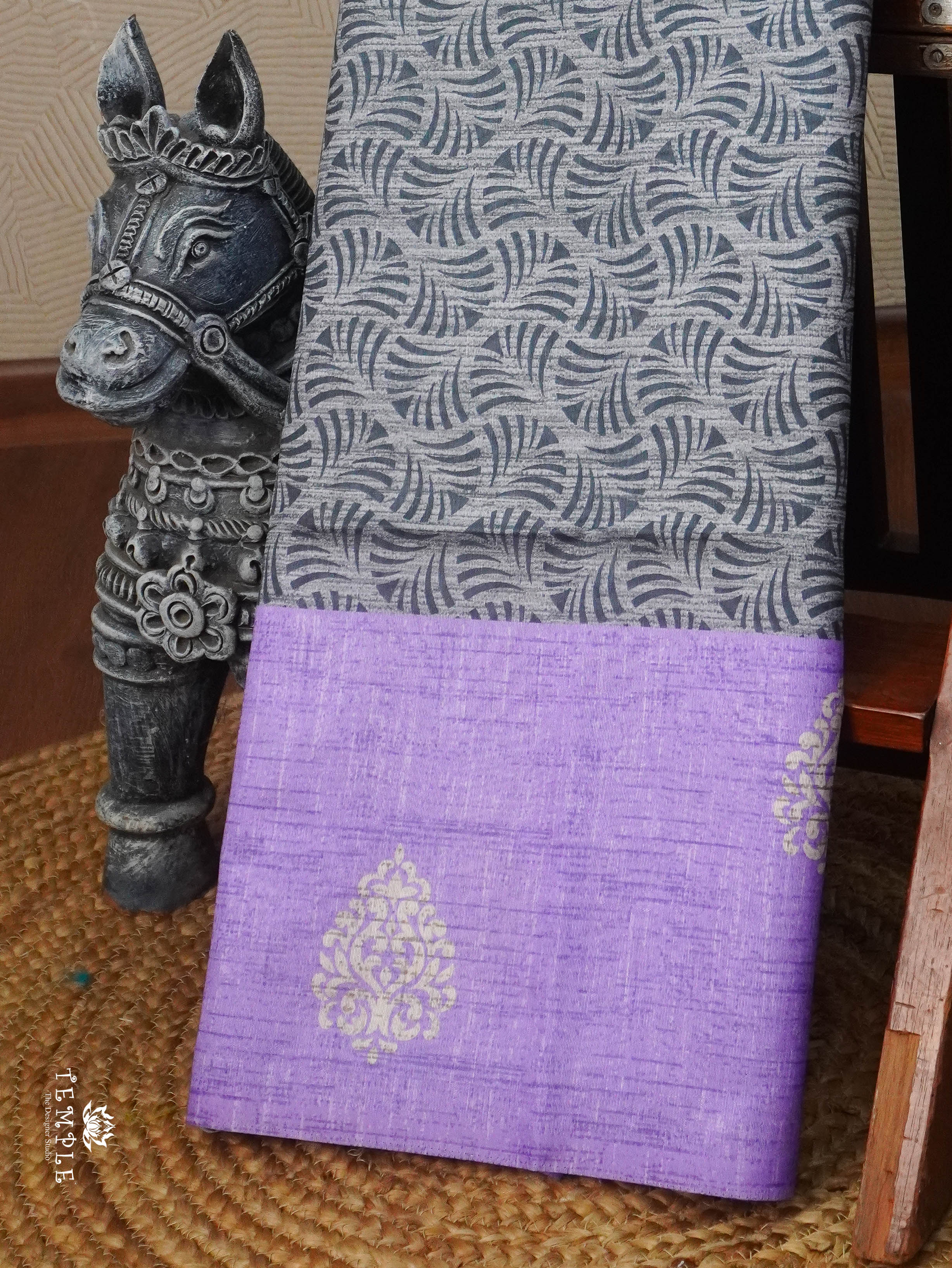 Printed Tussar Silk Saree | TTDS3072