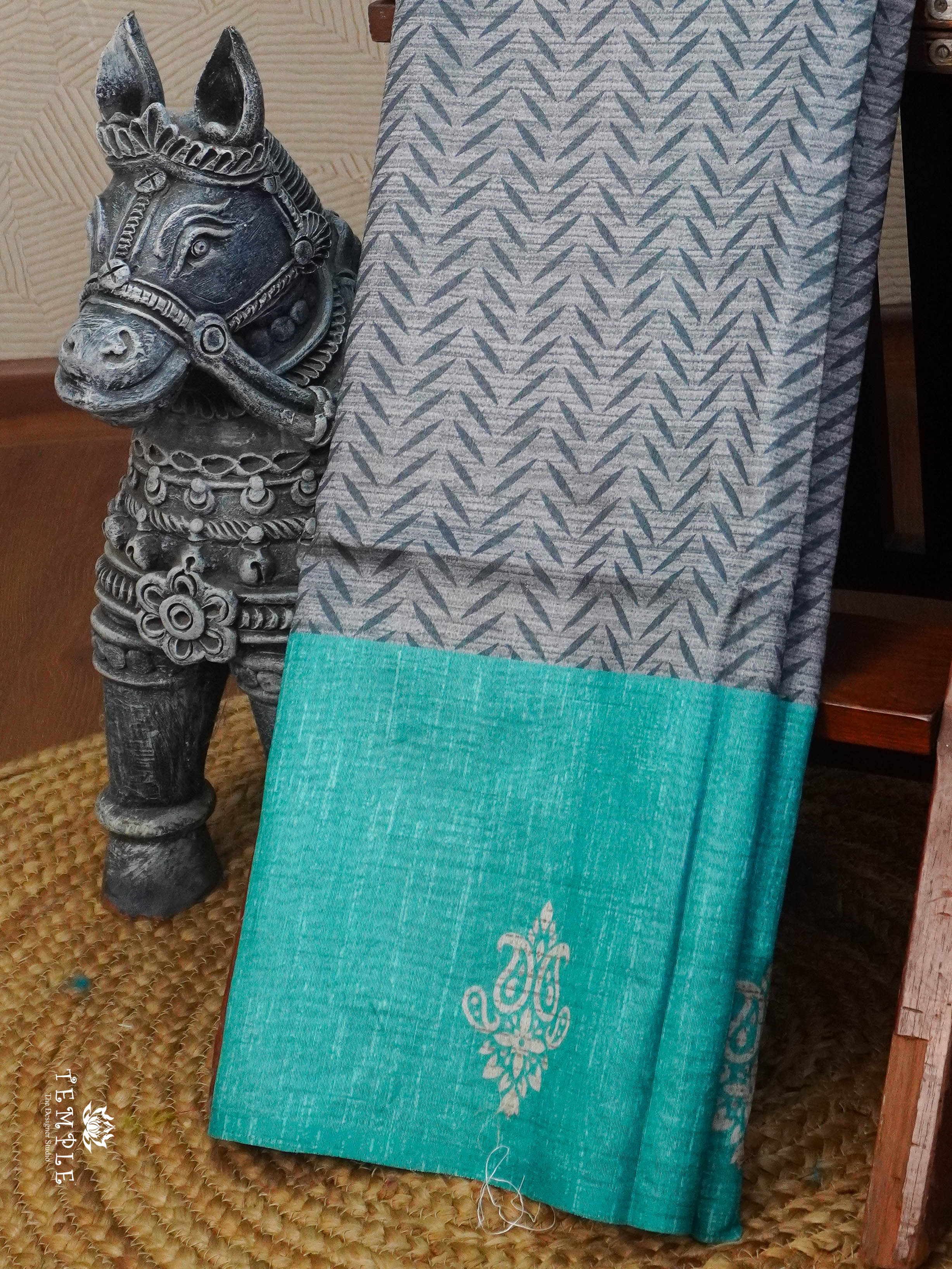 Printed Tussar Silk Saree | TTDS3074