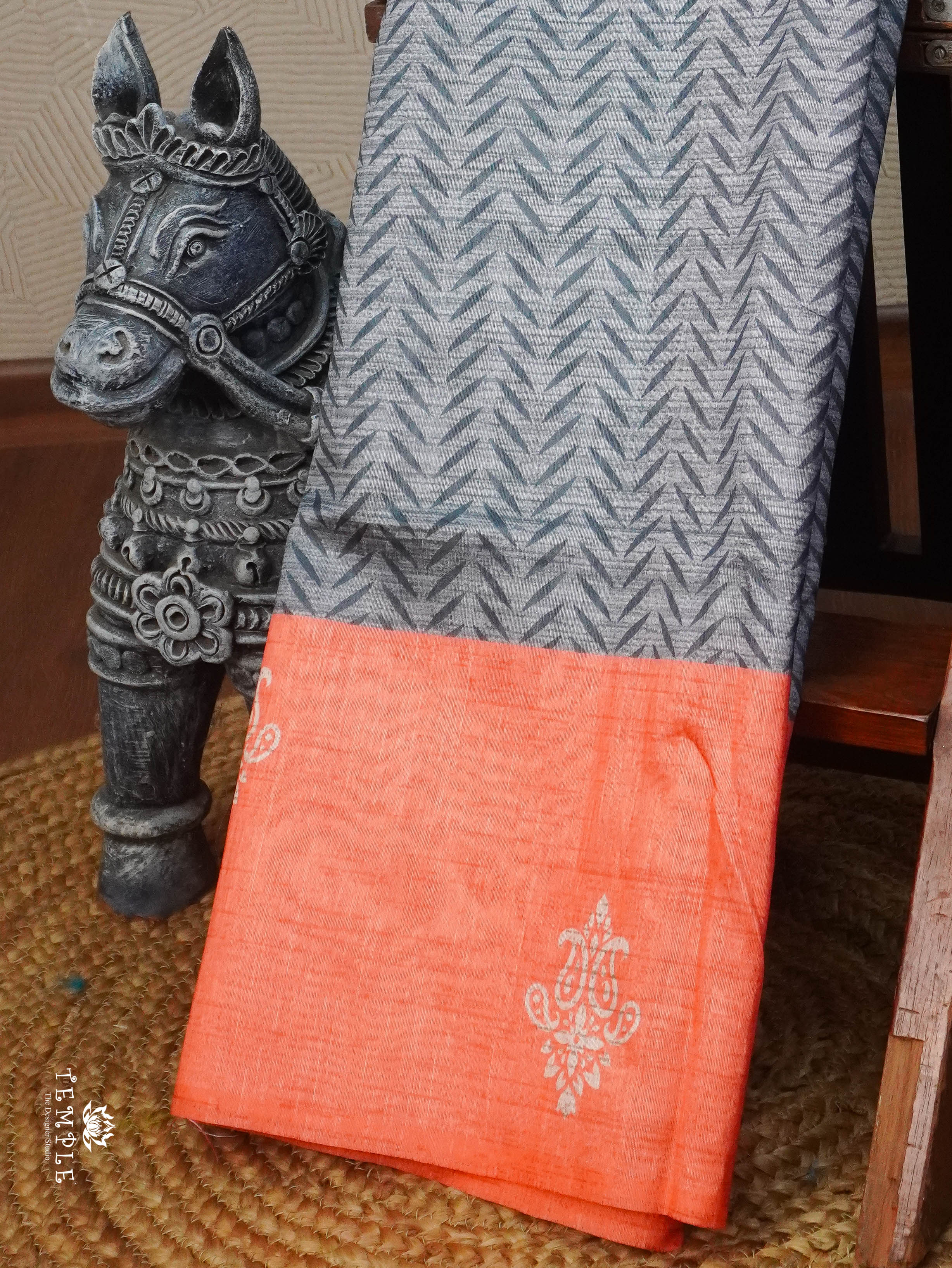 Printed Tussar Silk Saree | TTDS3074