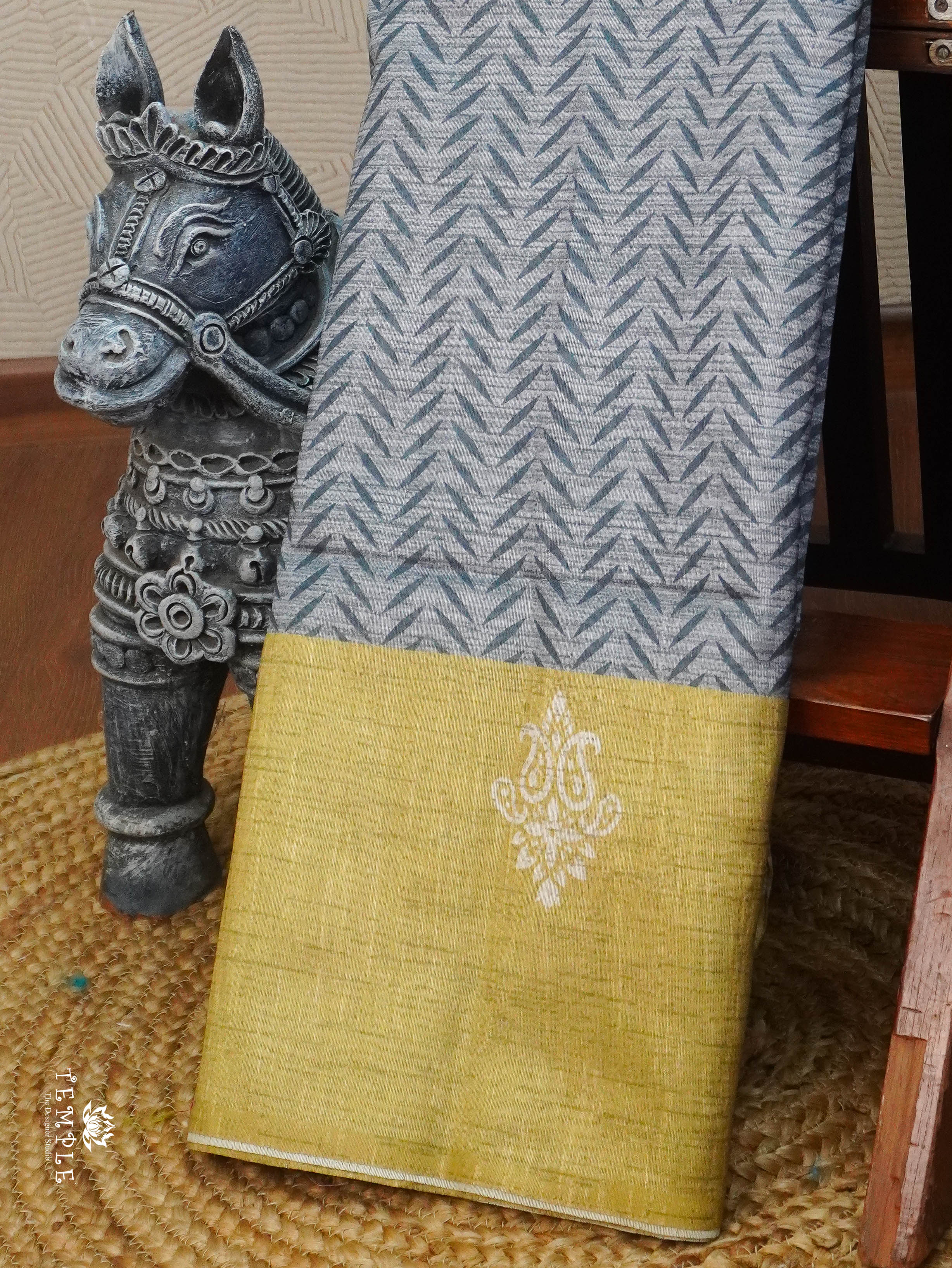 Printed Tussar Silk Saree | TTDS3074