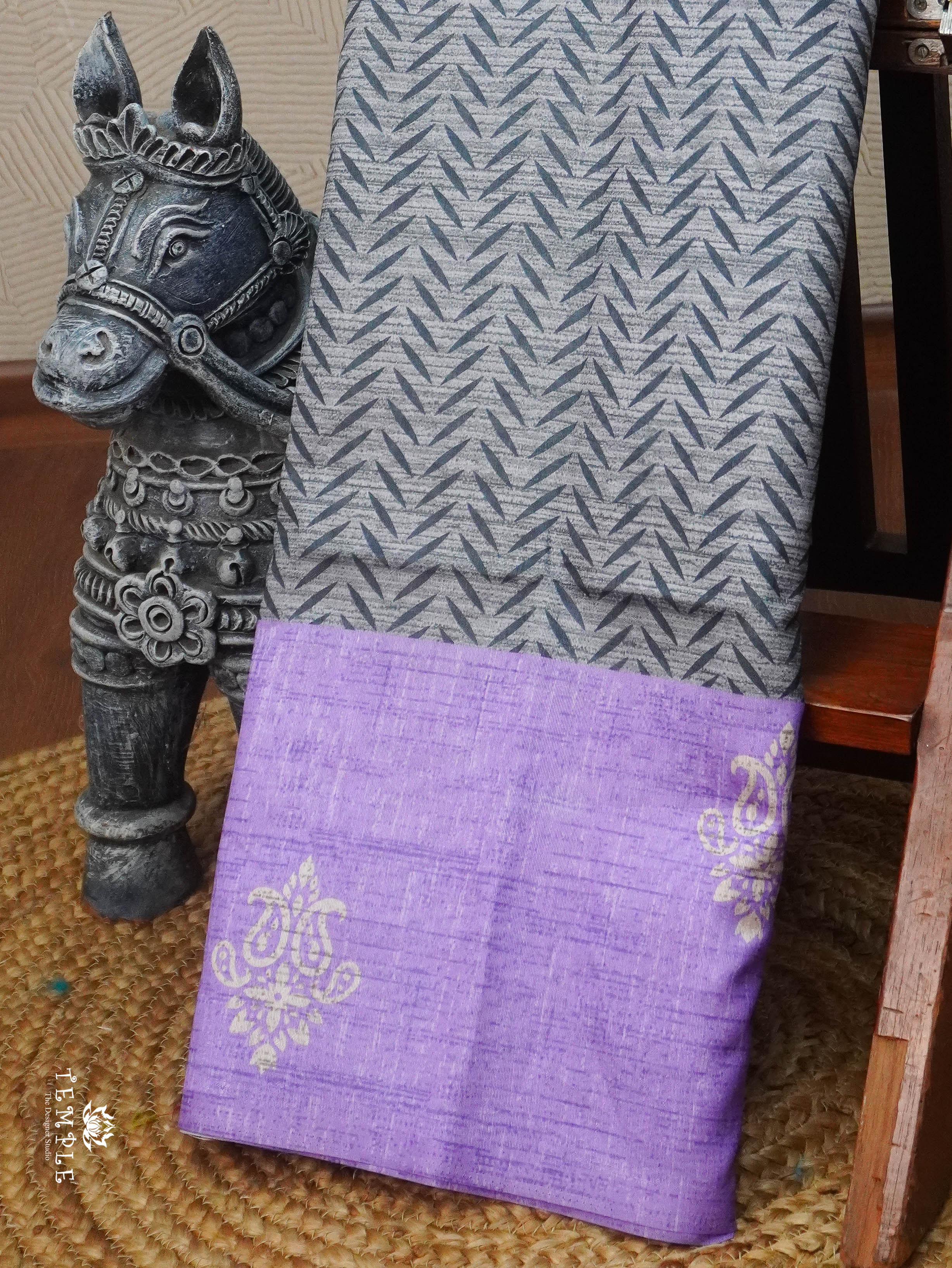 Printed Tussar Silk Saree | TTDS3074