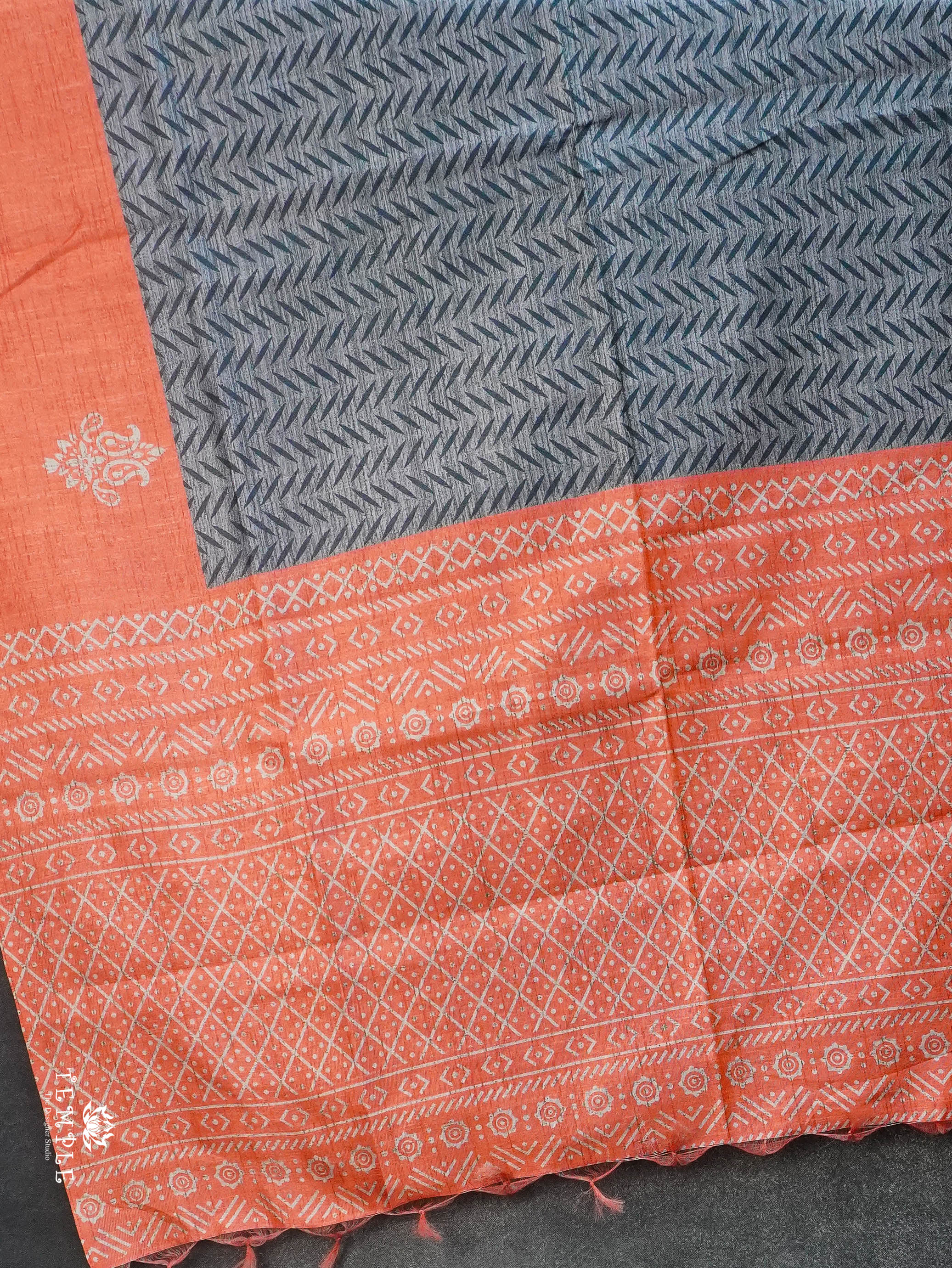 Printed Tussar Silk Saree | TTDS3074