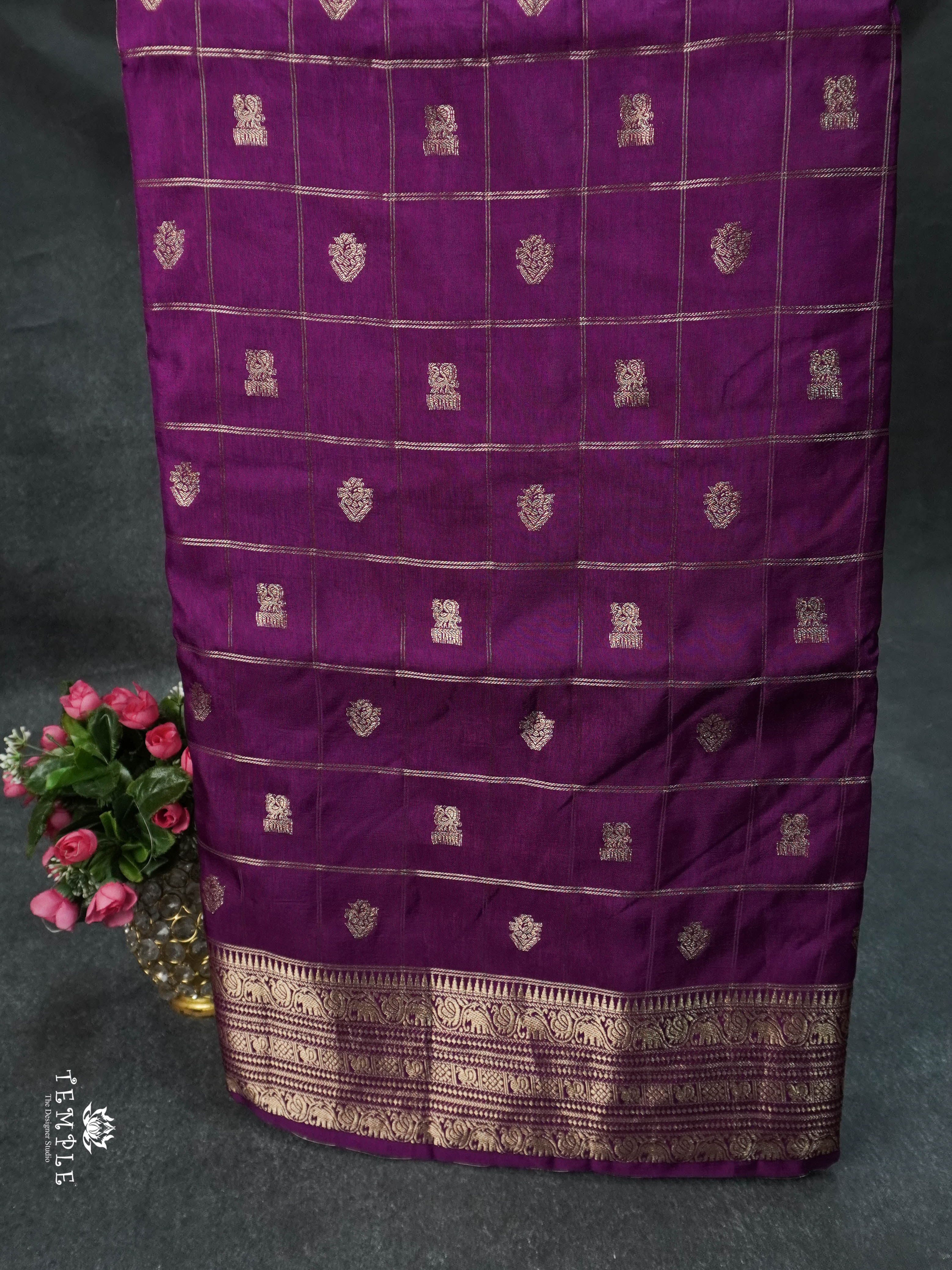 Checked Pattern Kadhi Silk Saree | TTDS1615 | Pongal Fest