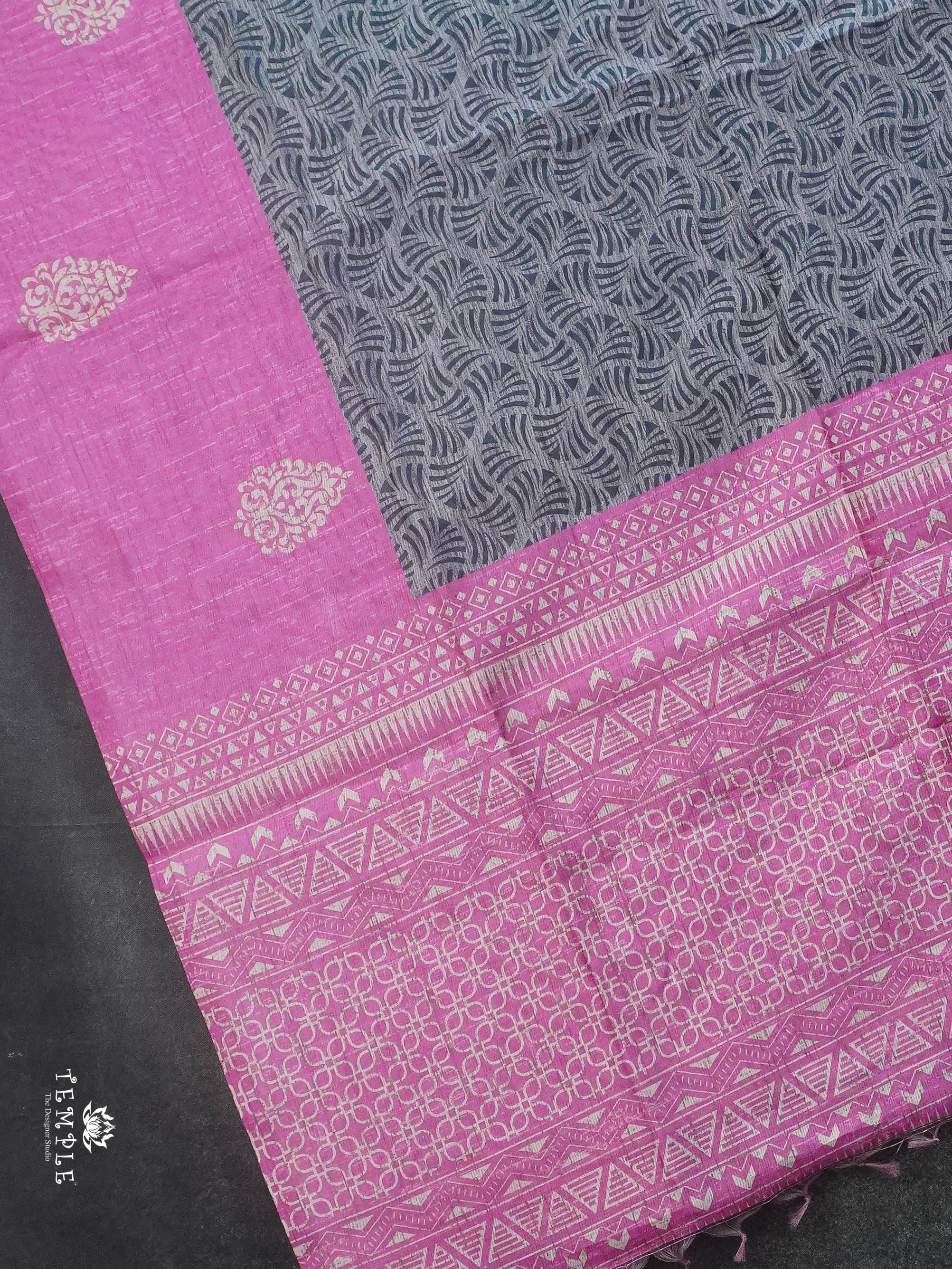 Printed Tussar Silk Saree | TTDS3072