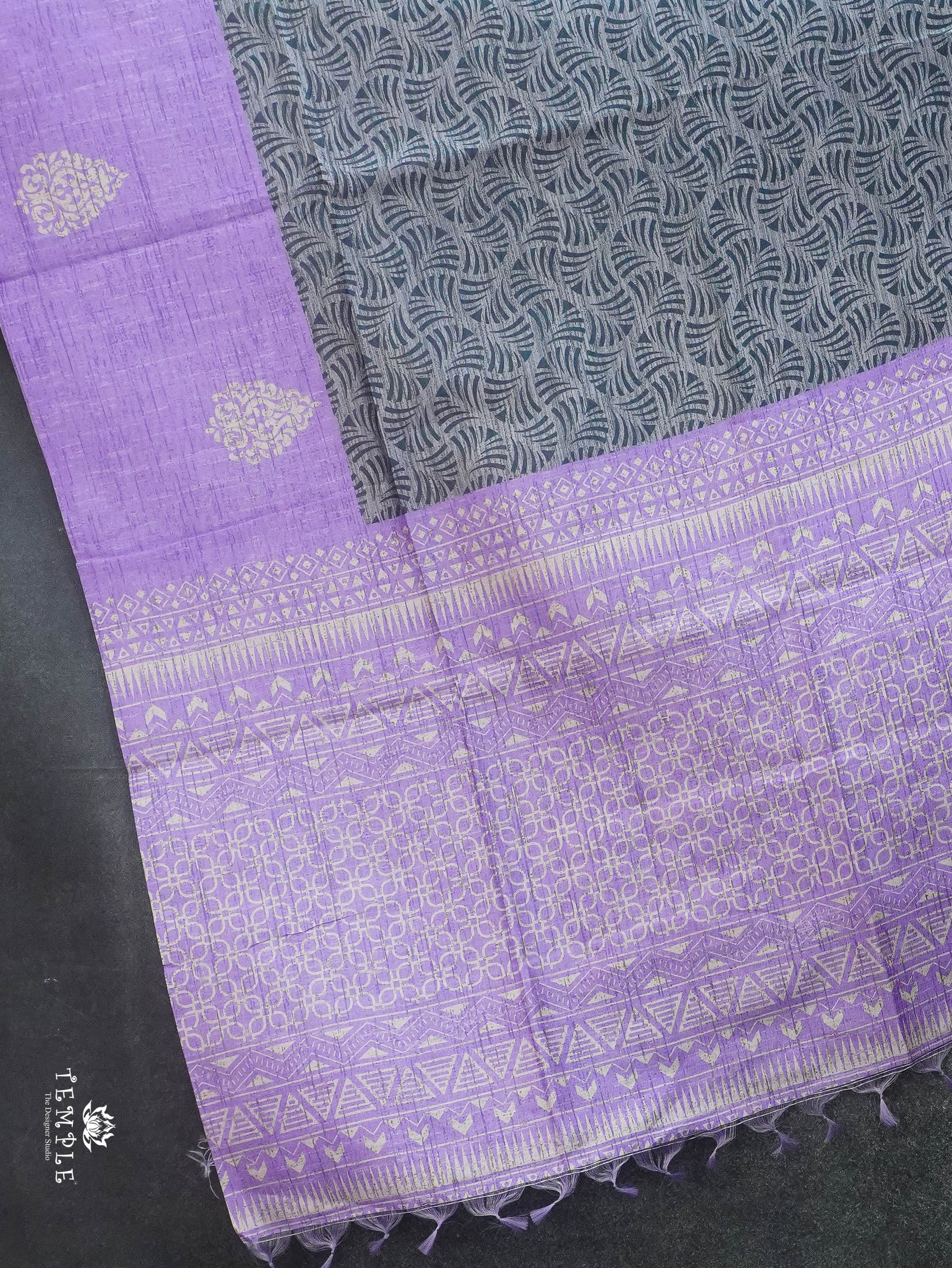 Printed Tussar Silk Saree | TTDS3072