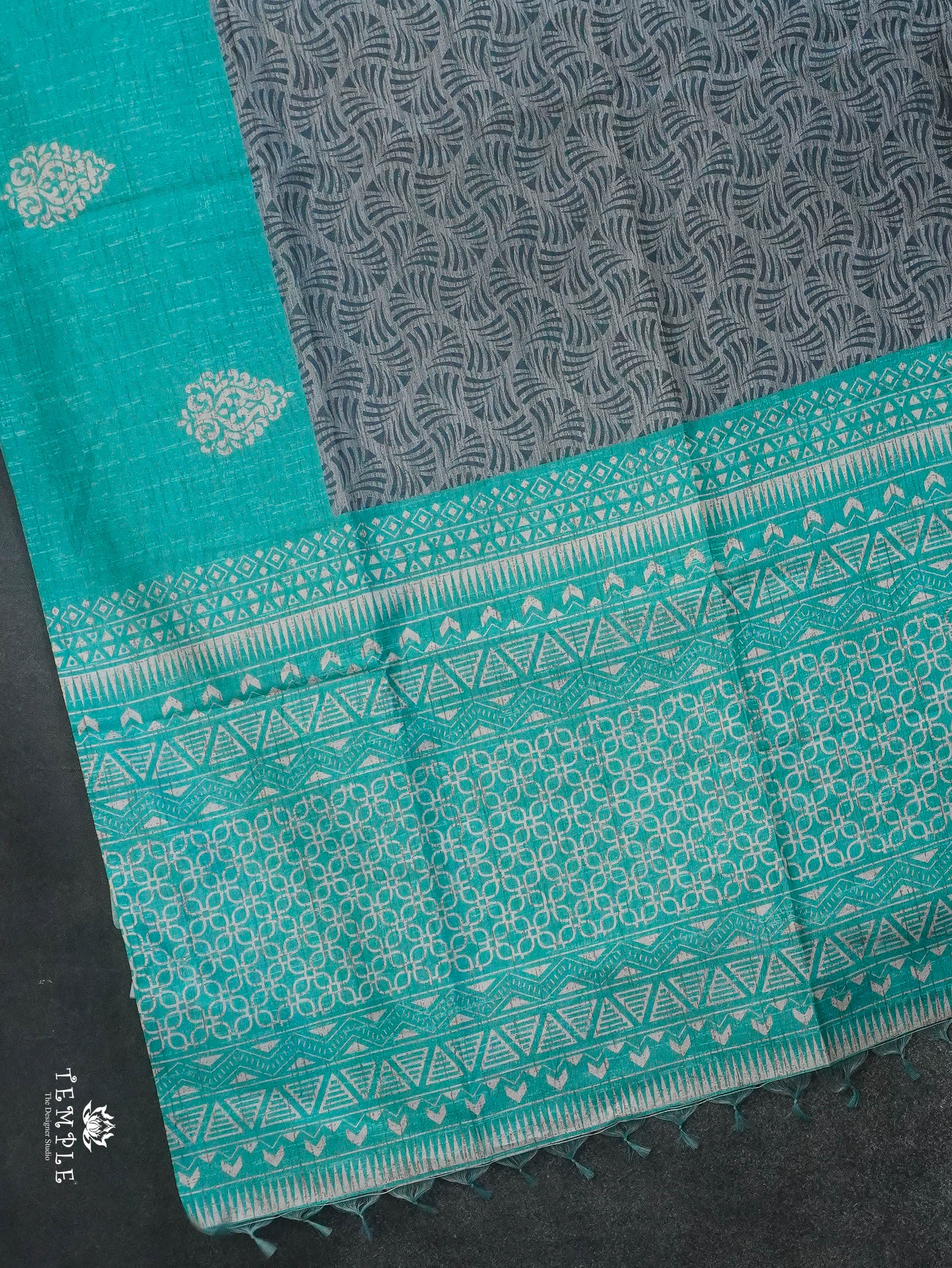 Printed Tussar Silk Saree | TTDS3072