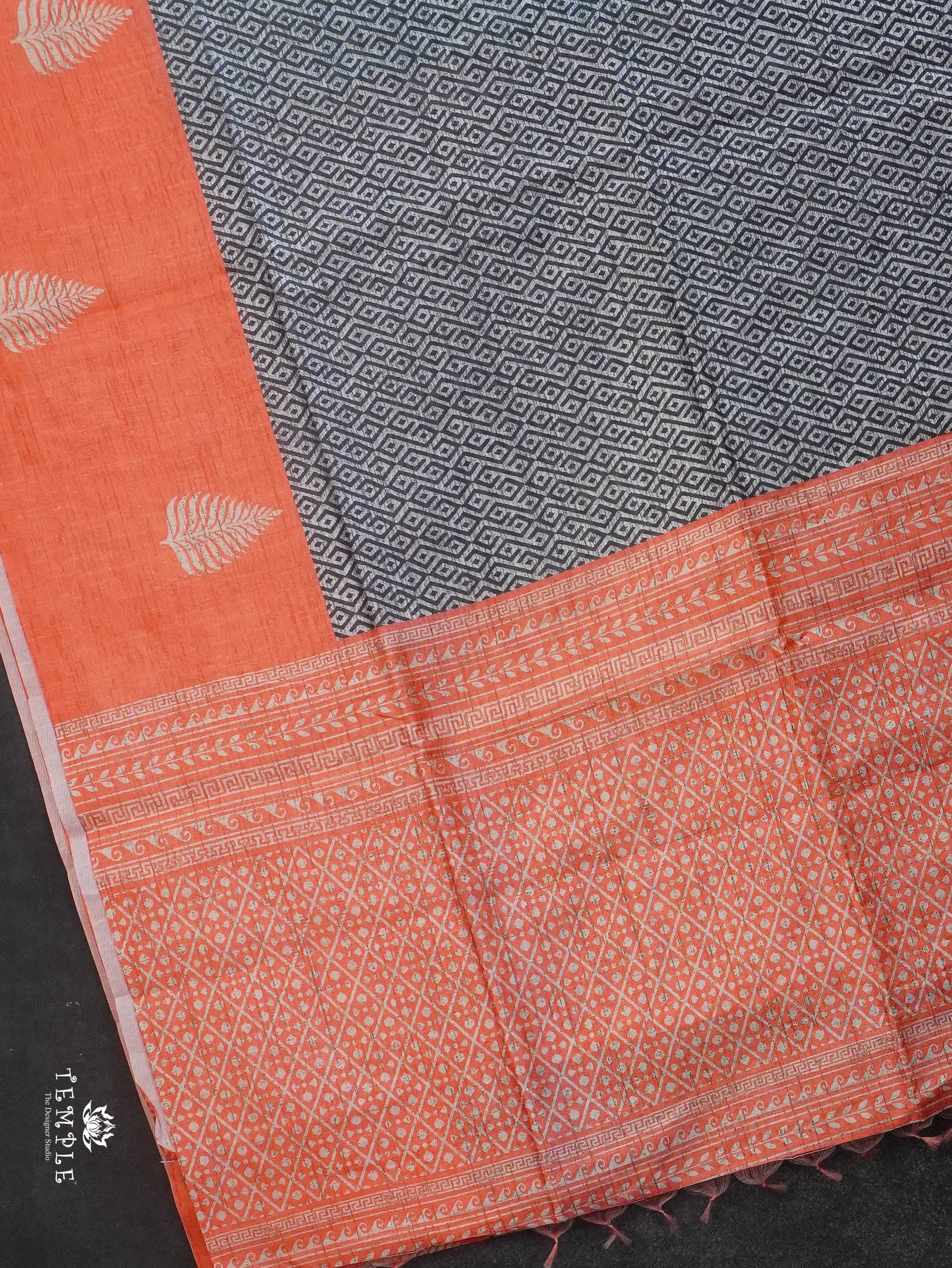 Printed Tussar Silk Saree | TTDS3070
