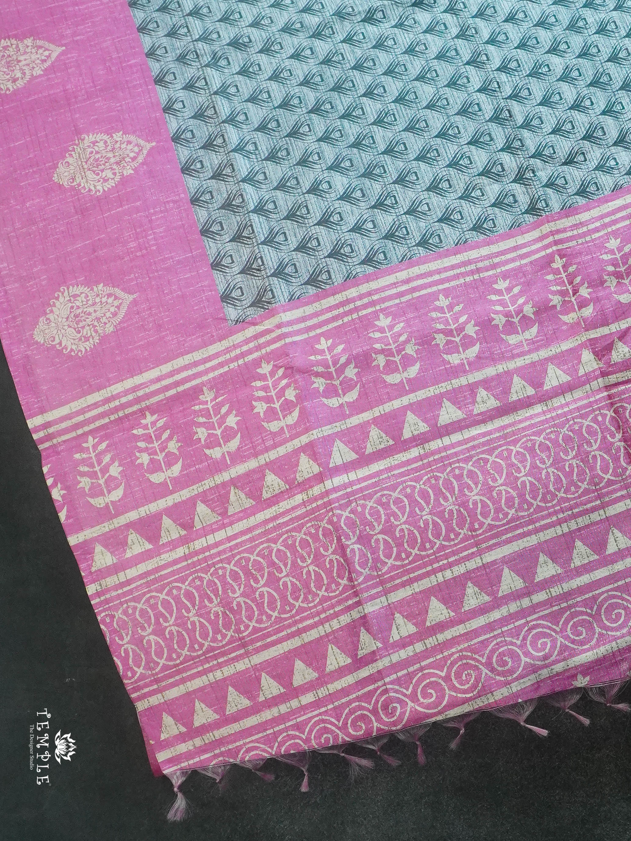 Printed Tussar Silk Saree | TTDS3069
