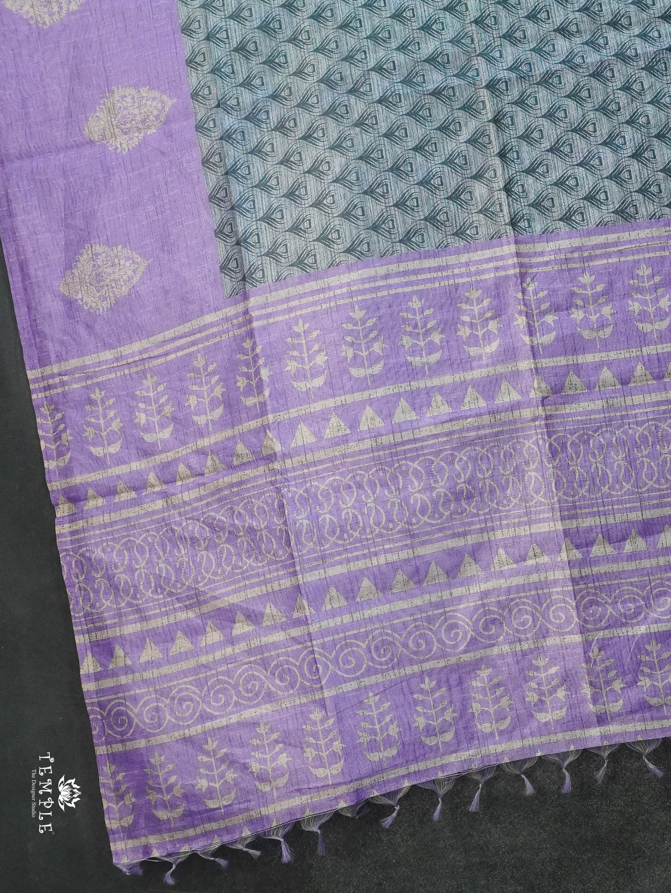 Printed Tussar Silk Saree | TTDS3069