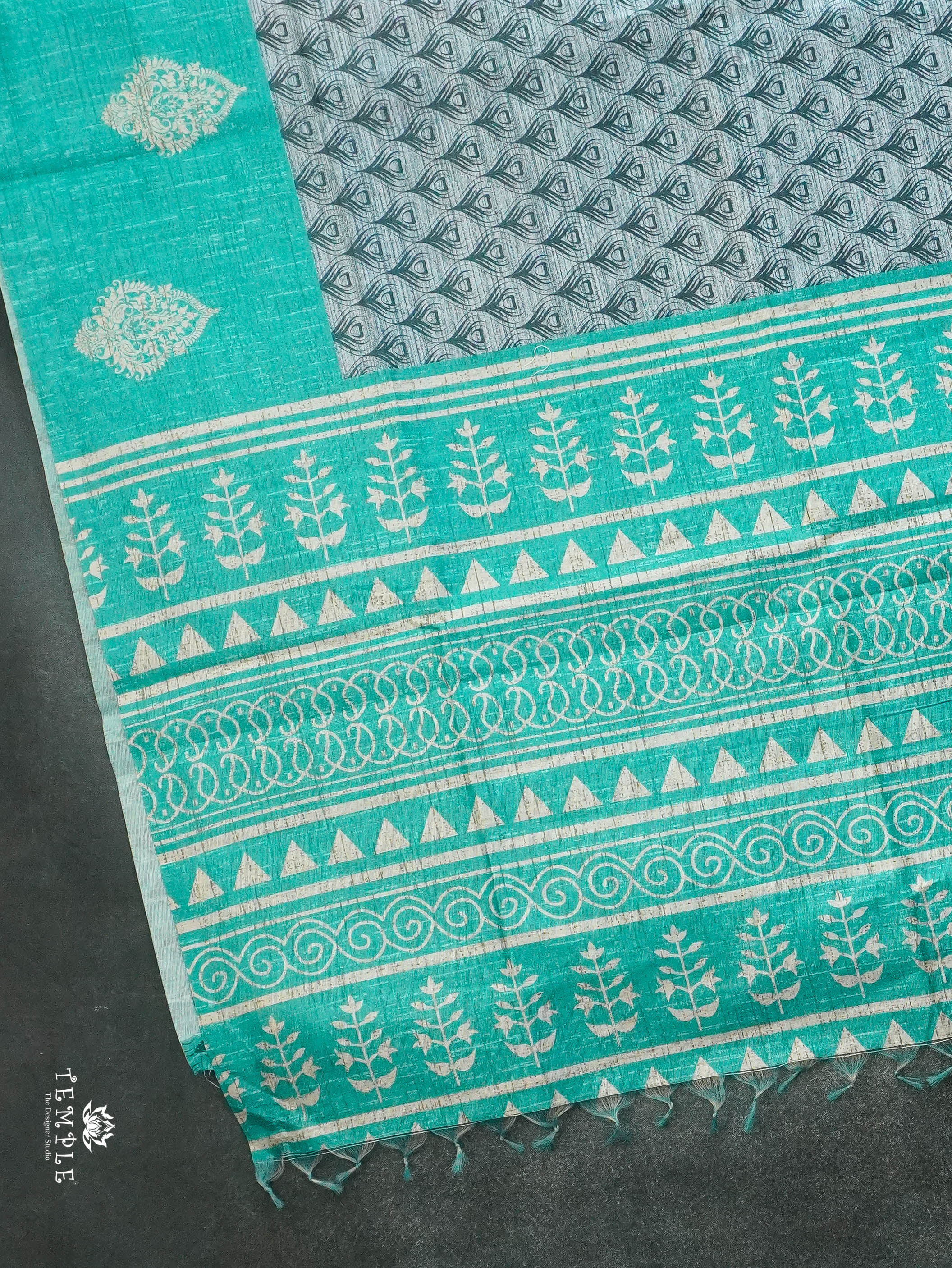 Printed Tussar Silk Saree | TTDS3069