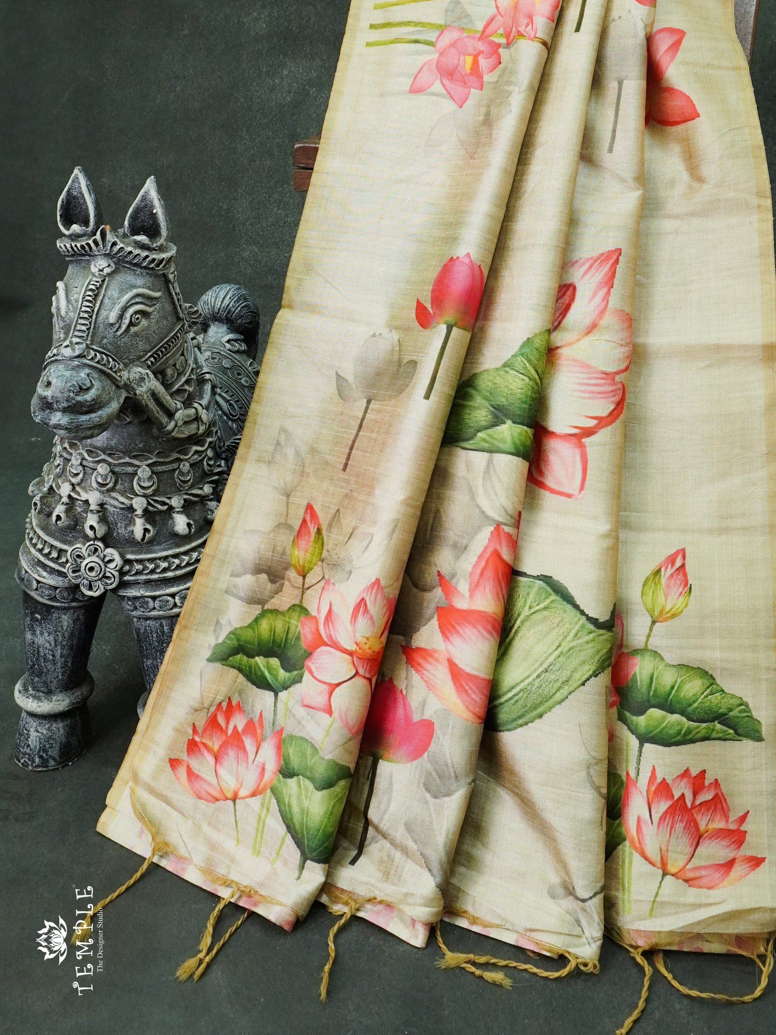 Fancy Italian Silk Saree (Beige) |TTDS843 | PRE BOOKING