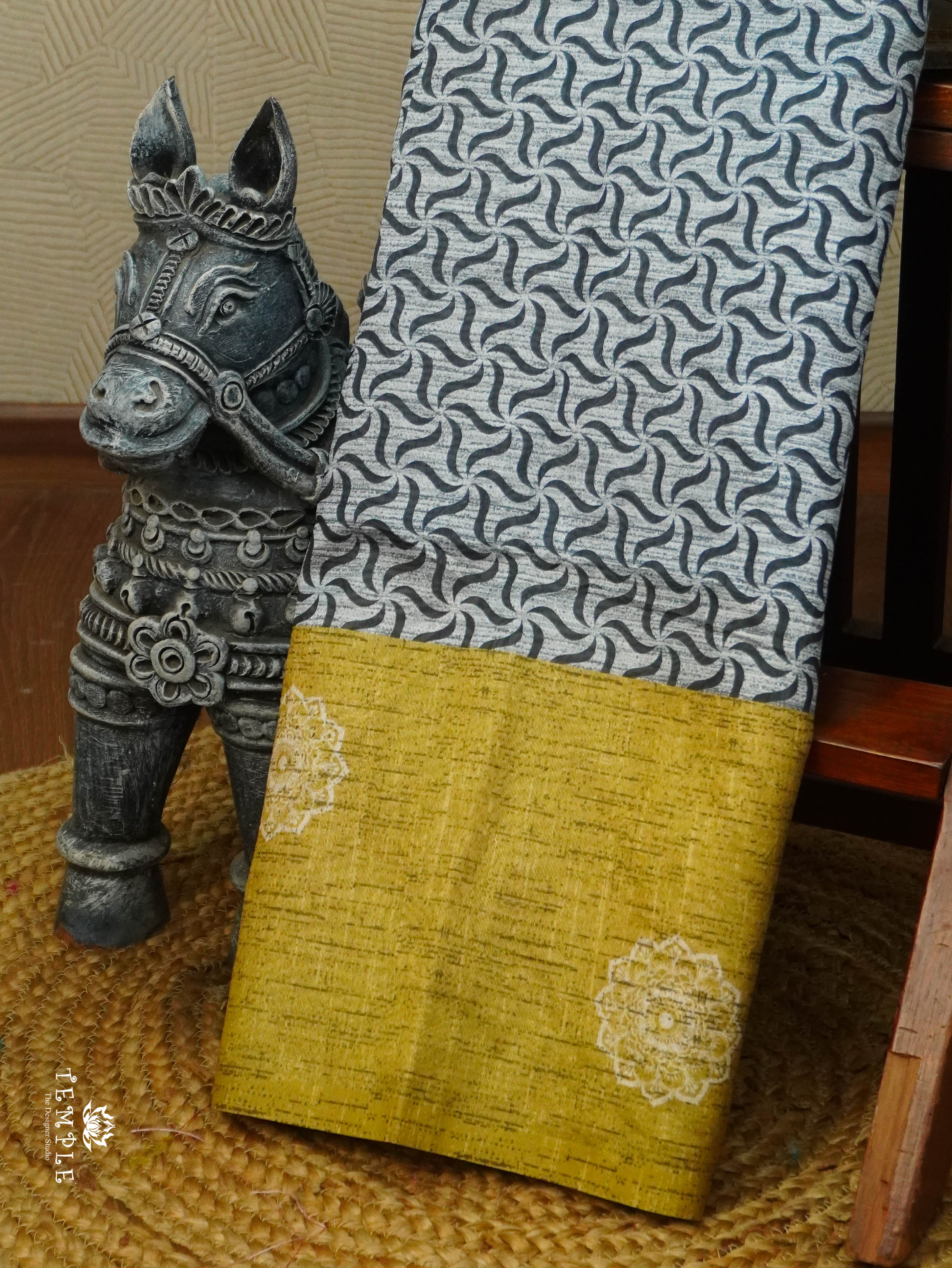 Printed Tussar Silk Saree | TTDS3076