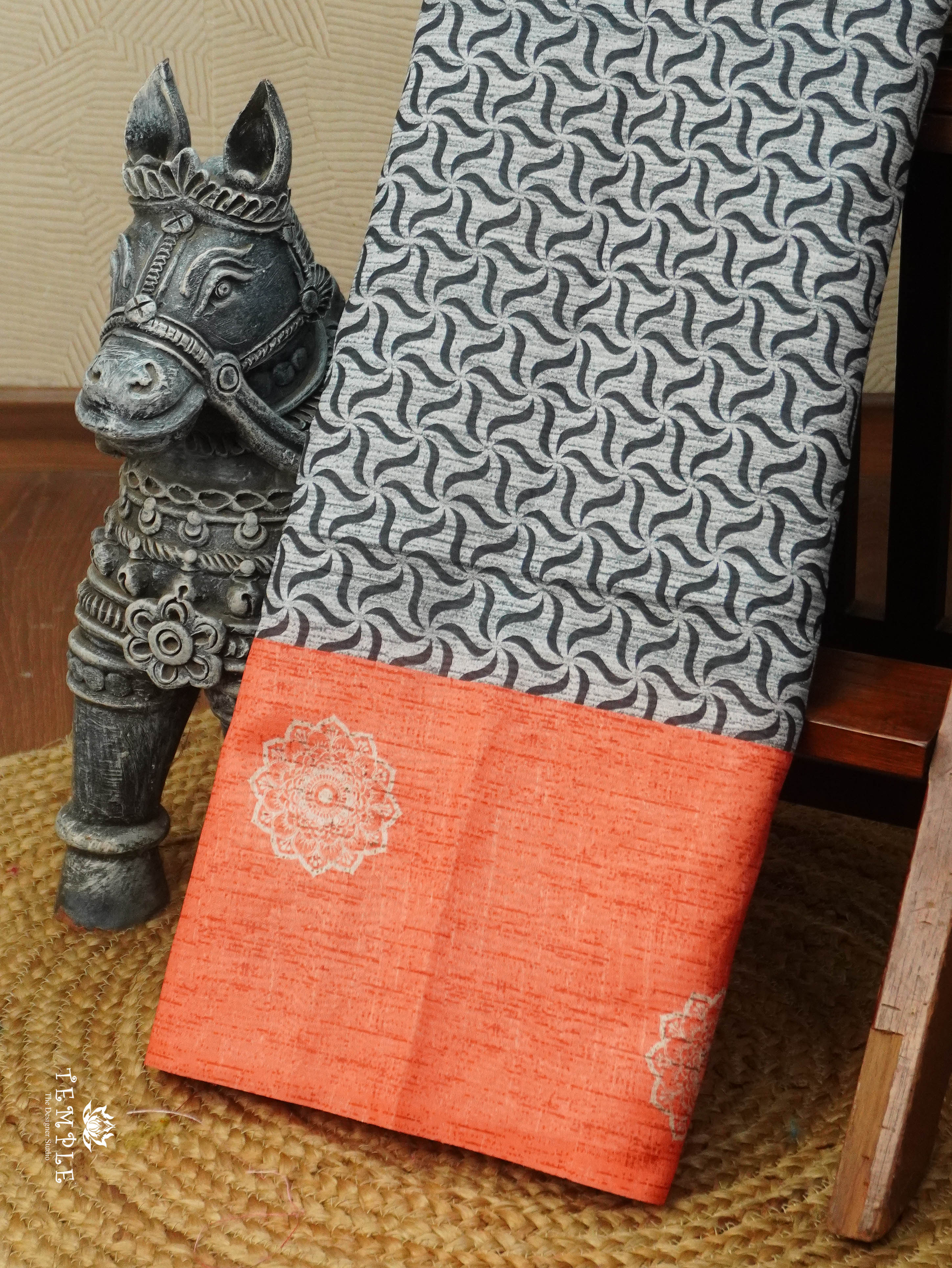 Printed Tussar Silk Saree | TTDS3076