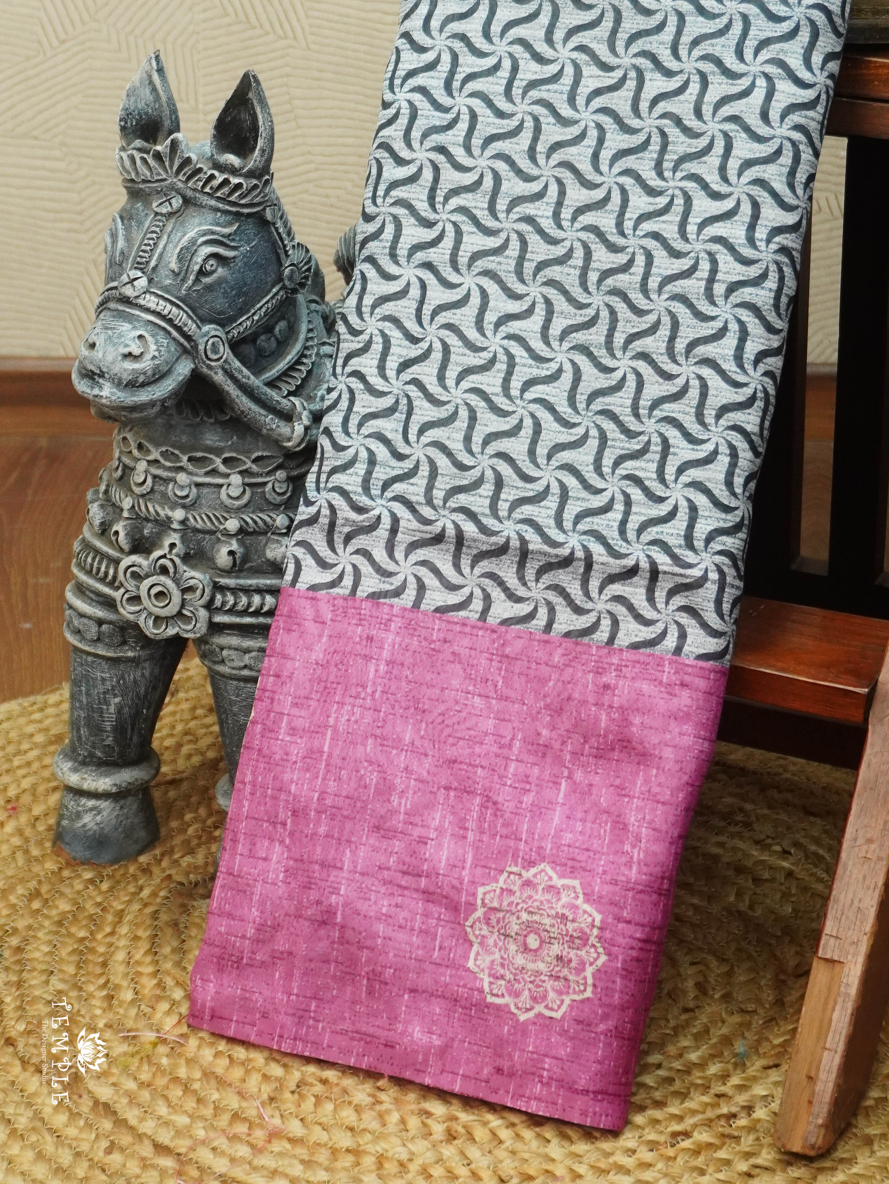 Printed Tussar Silk Saree | TTDS3076