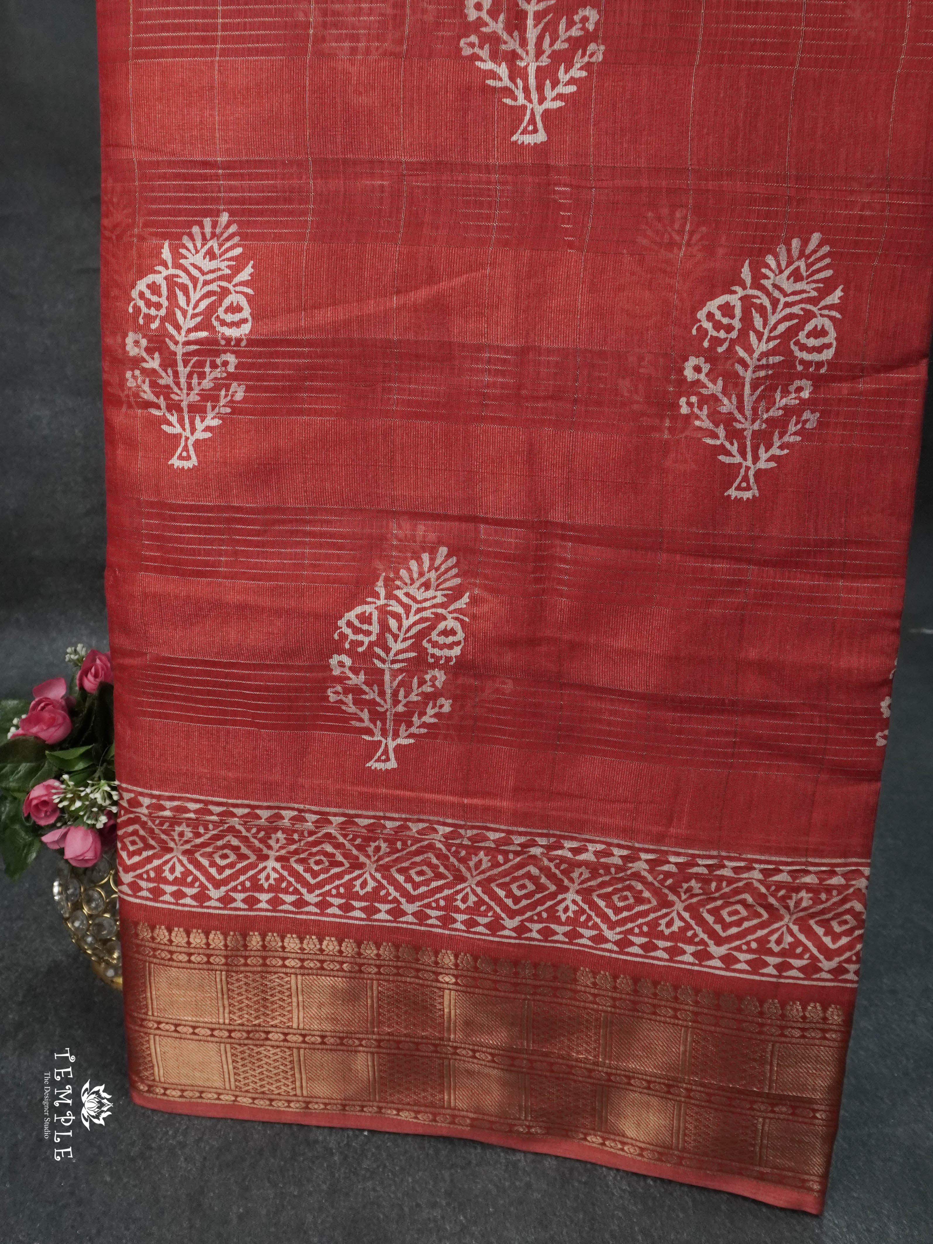 Checked Fancy Cotton Saree | TTDS1610 | Pongal Fest