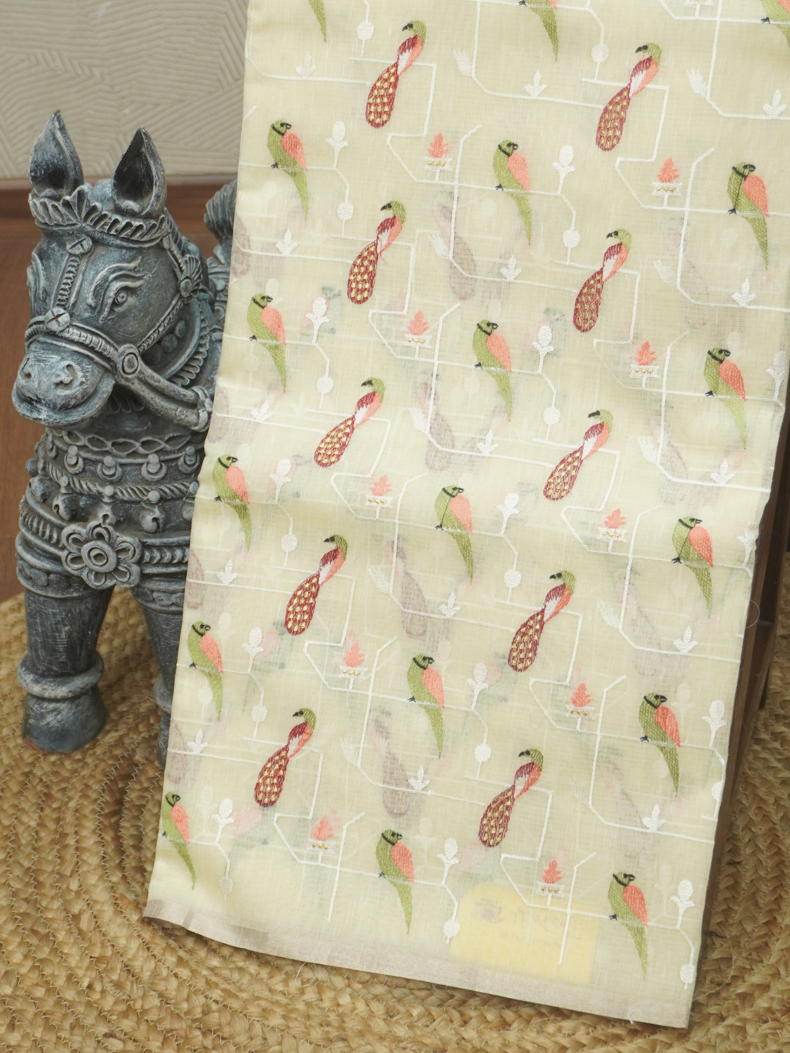 Linen Tissue with Embroidery Saree | TTDS3497