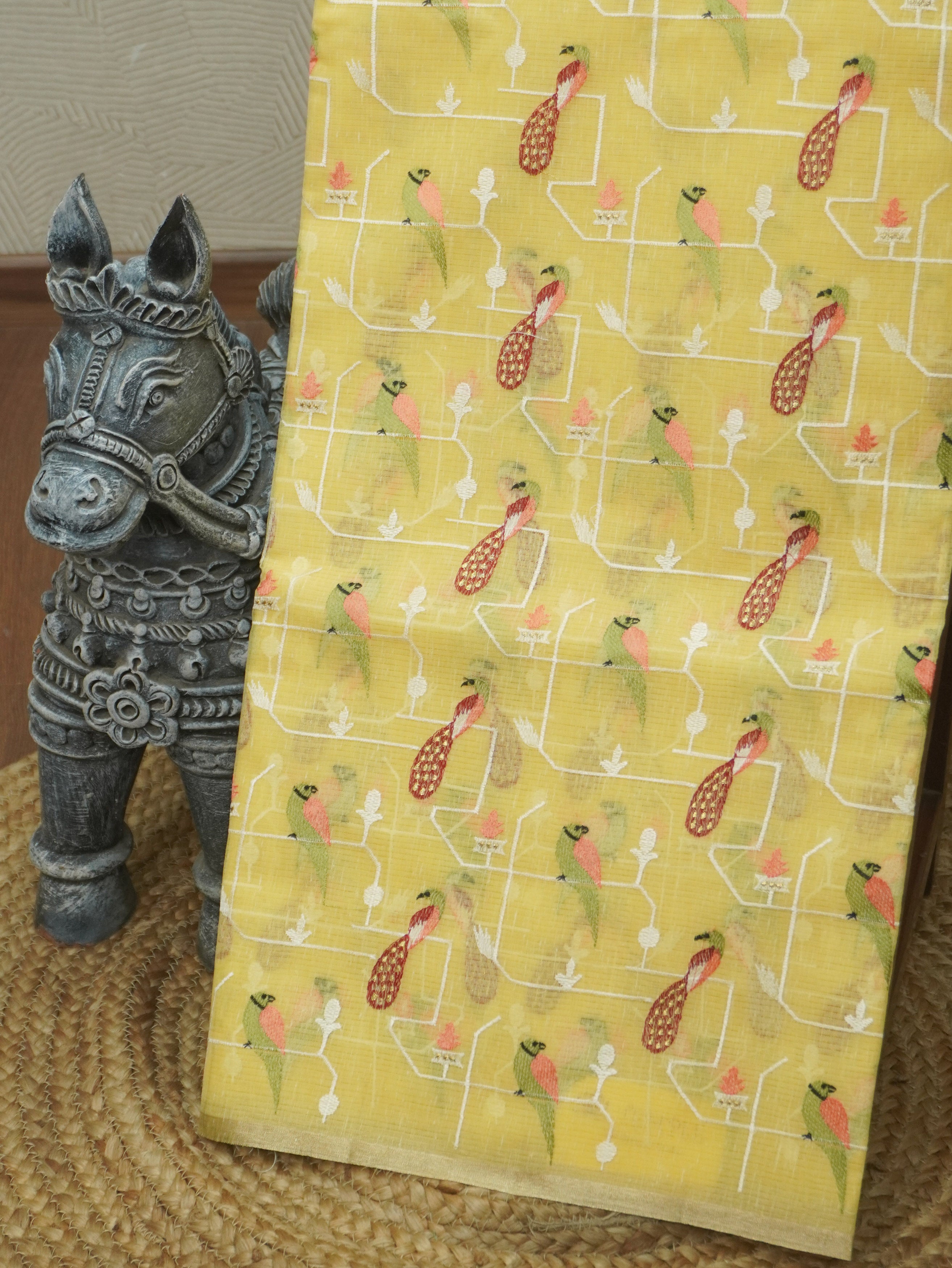 Linen Tissue with Embroidery Saree | TTDS3497