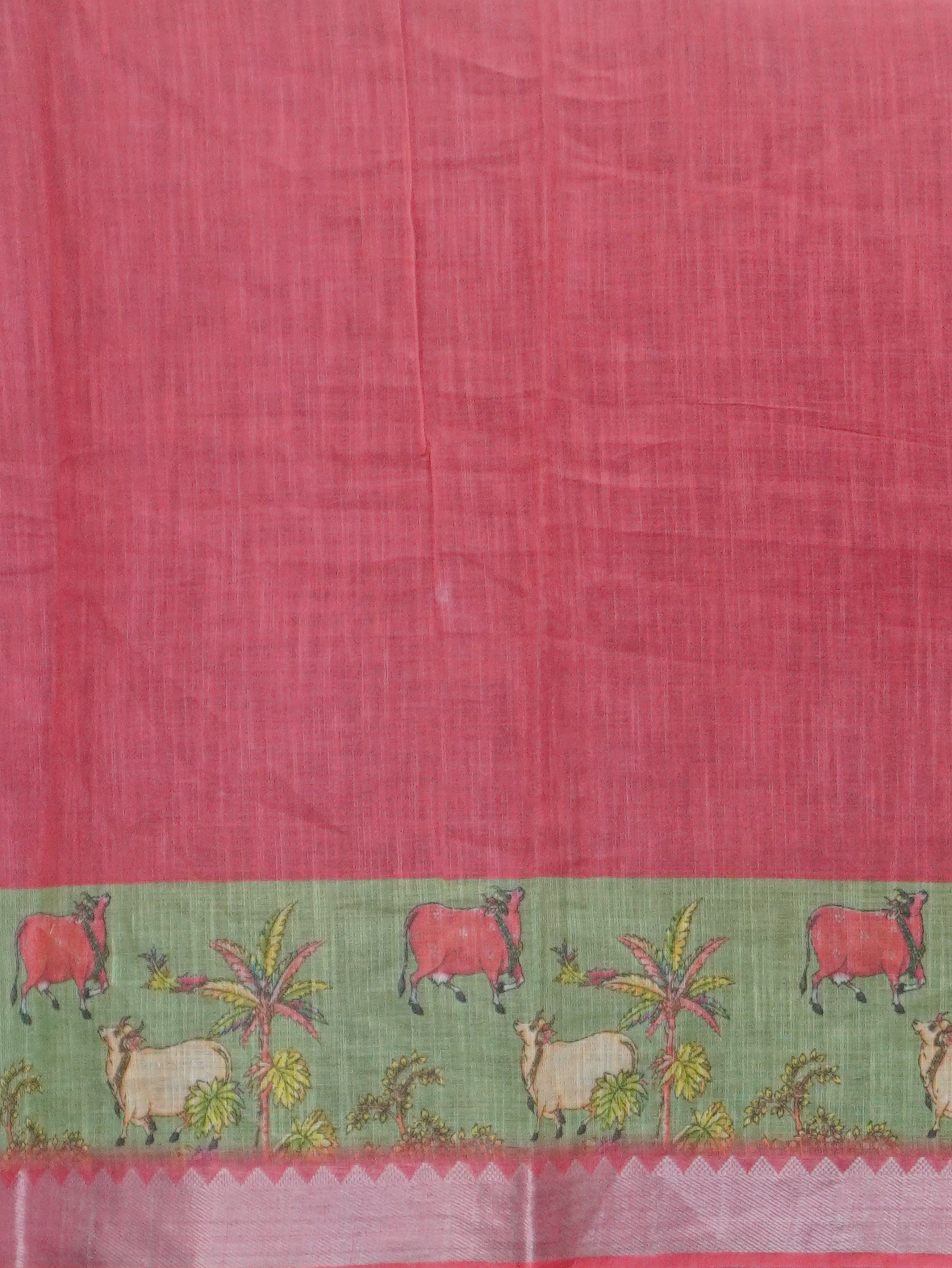 Pichwai Printed Linen Cotton Saree | TTDS3522