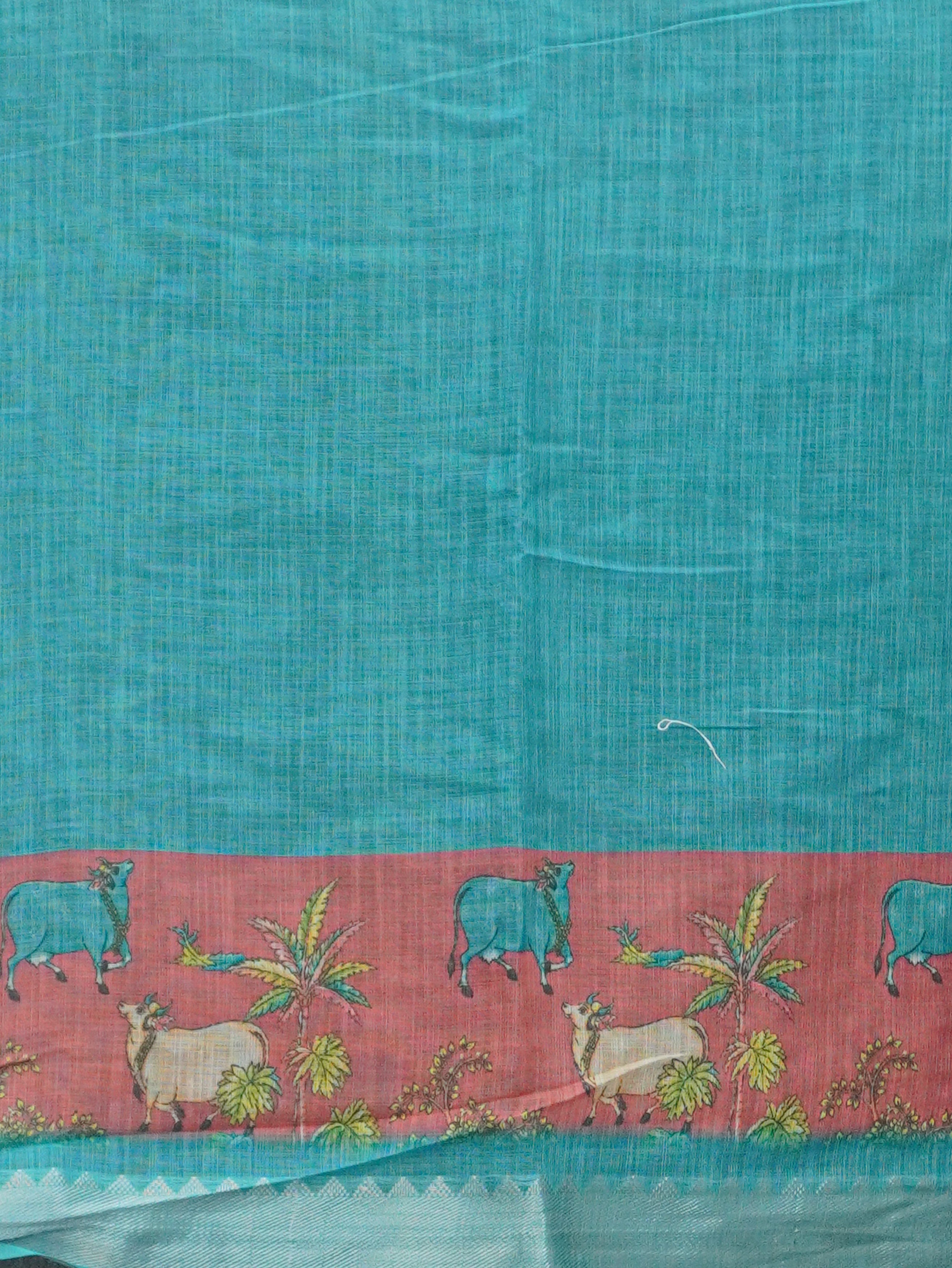 Pichwai Printed Linen Cotton Saree | TTDS3522