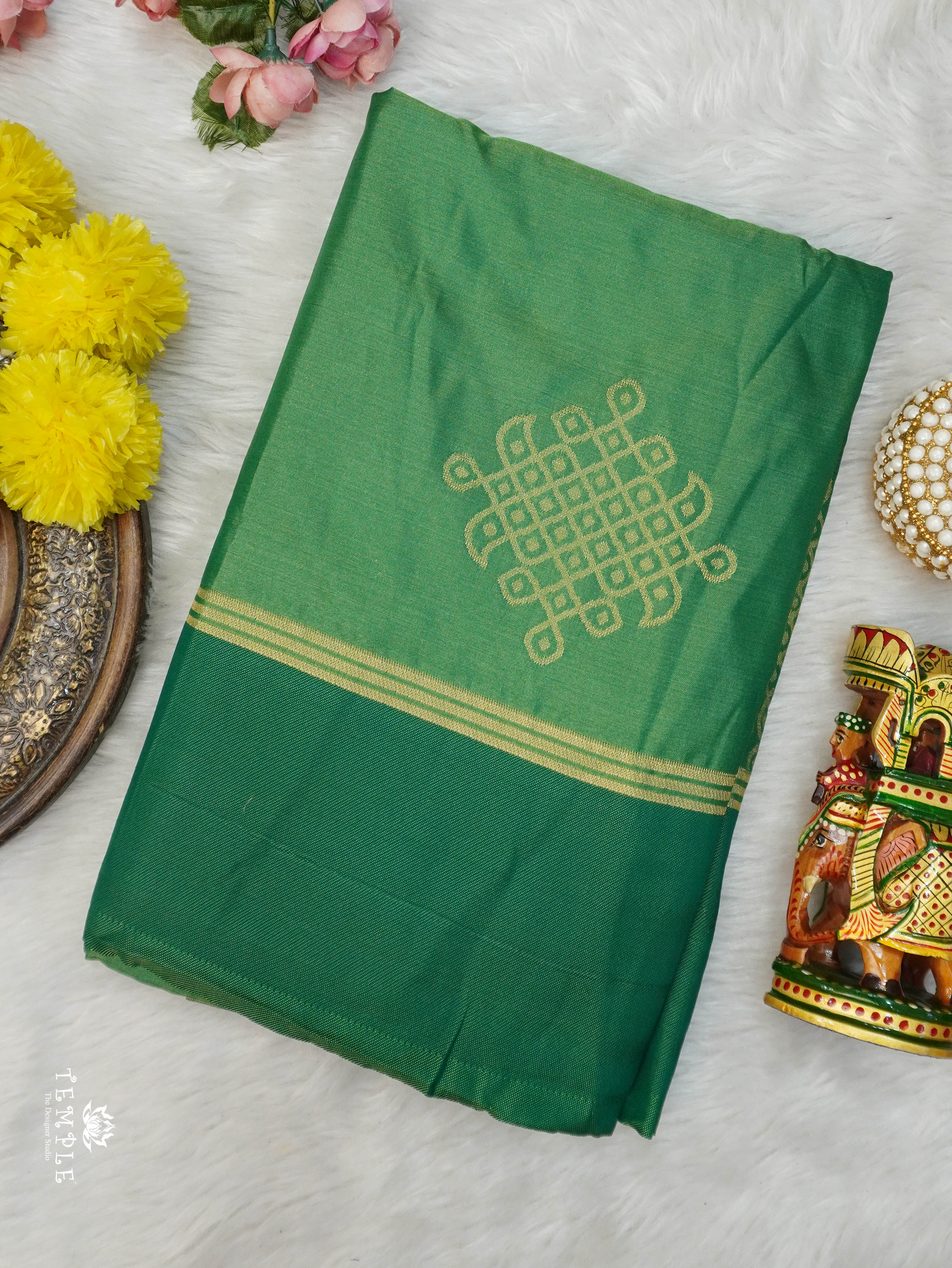 Semi Silk Saree With Kolam Designs | TTDS3081