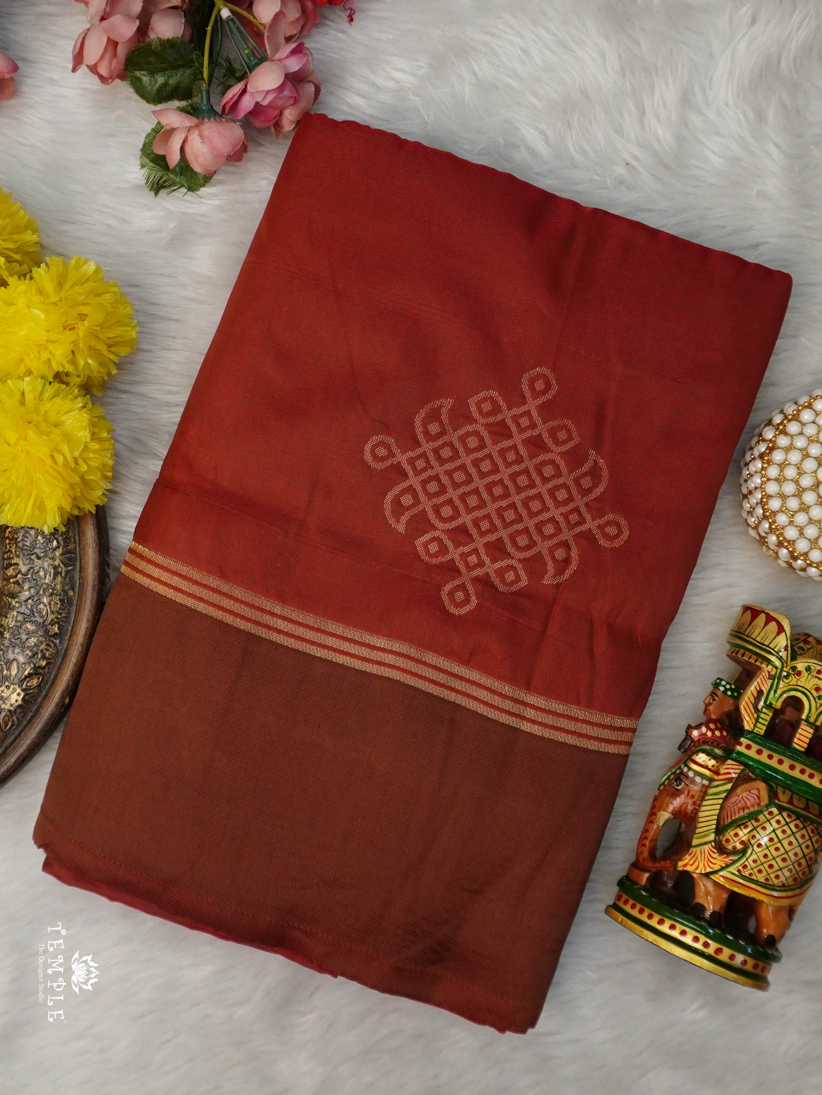 Semi Silk Saree With Kolam Designs | TTDS3081