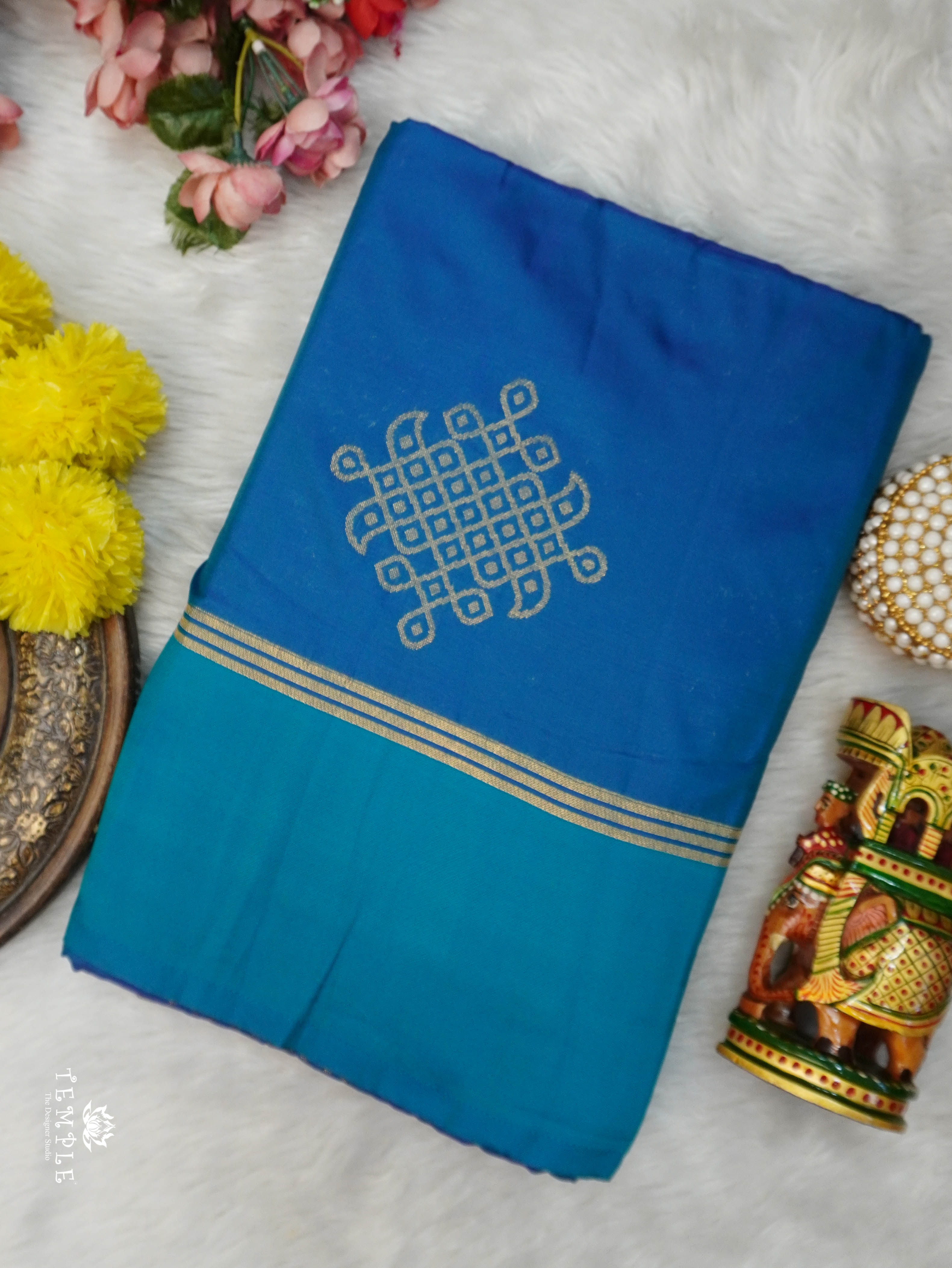 Semi Silk Saree With Kolam Designs | TTDS3081