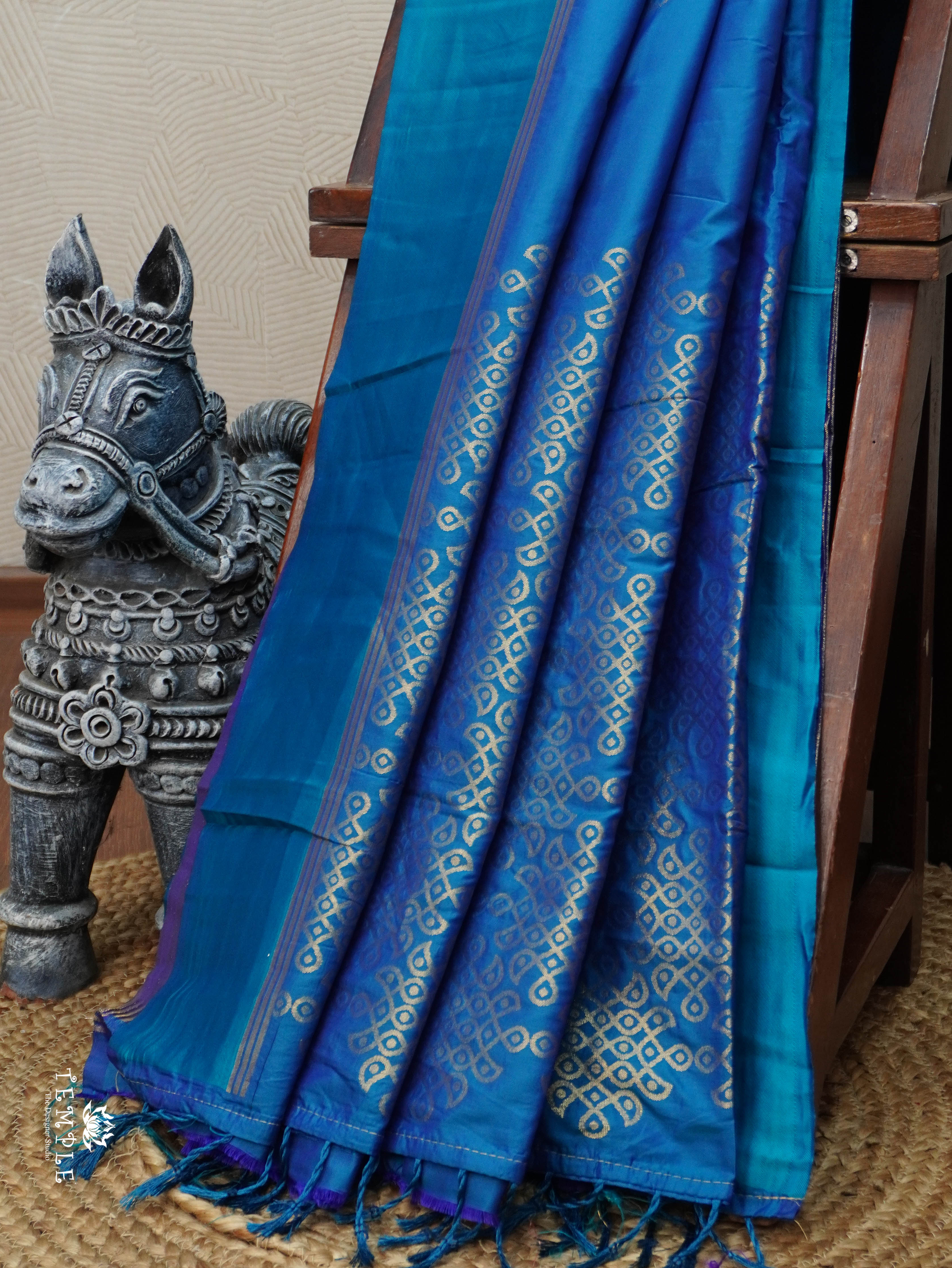 Semi Silk Saree With Kolam Designs | TTDS3081