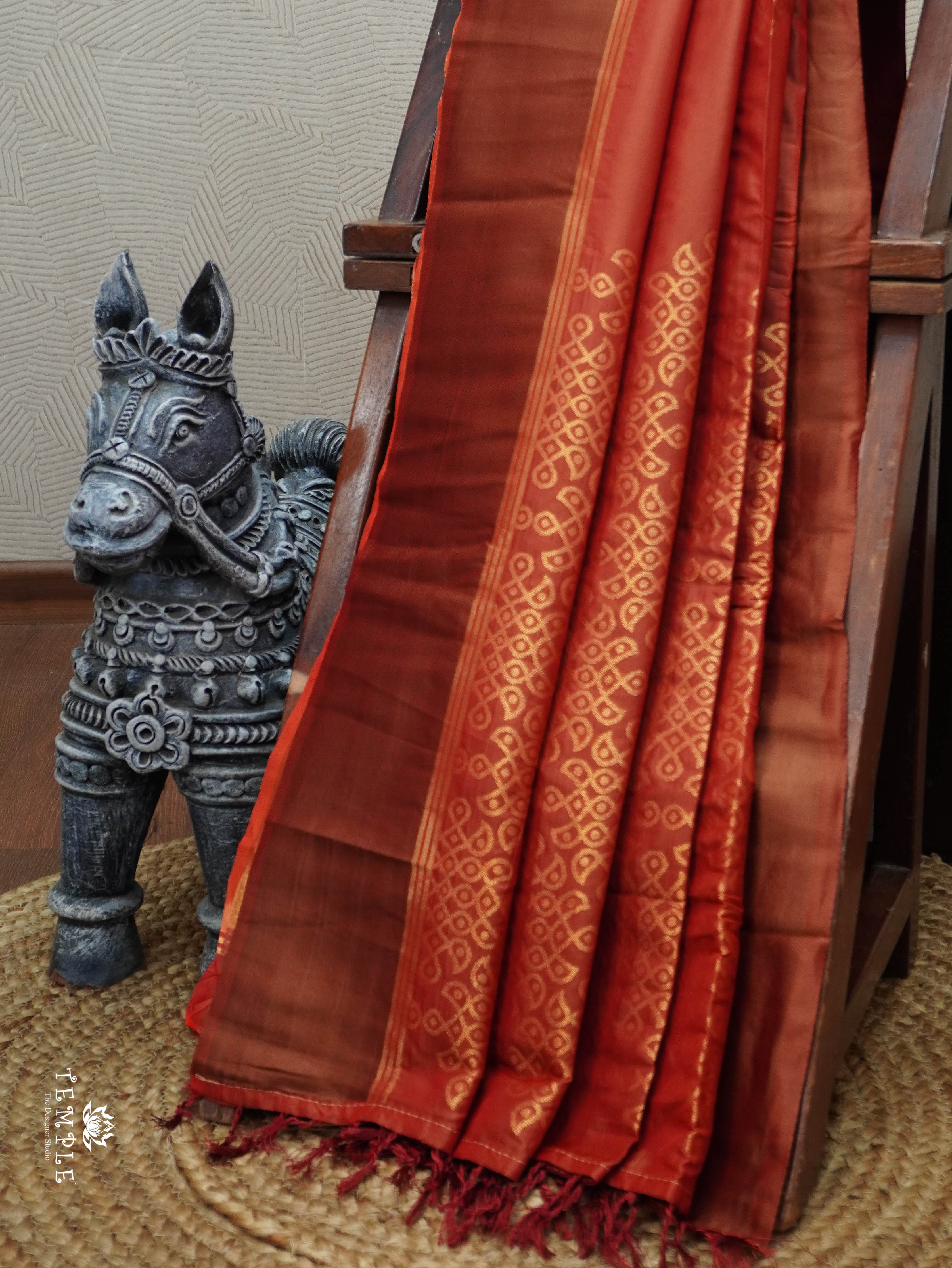 Semi Silk Saree With Kolam Designs | TTDS3081