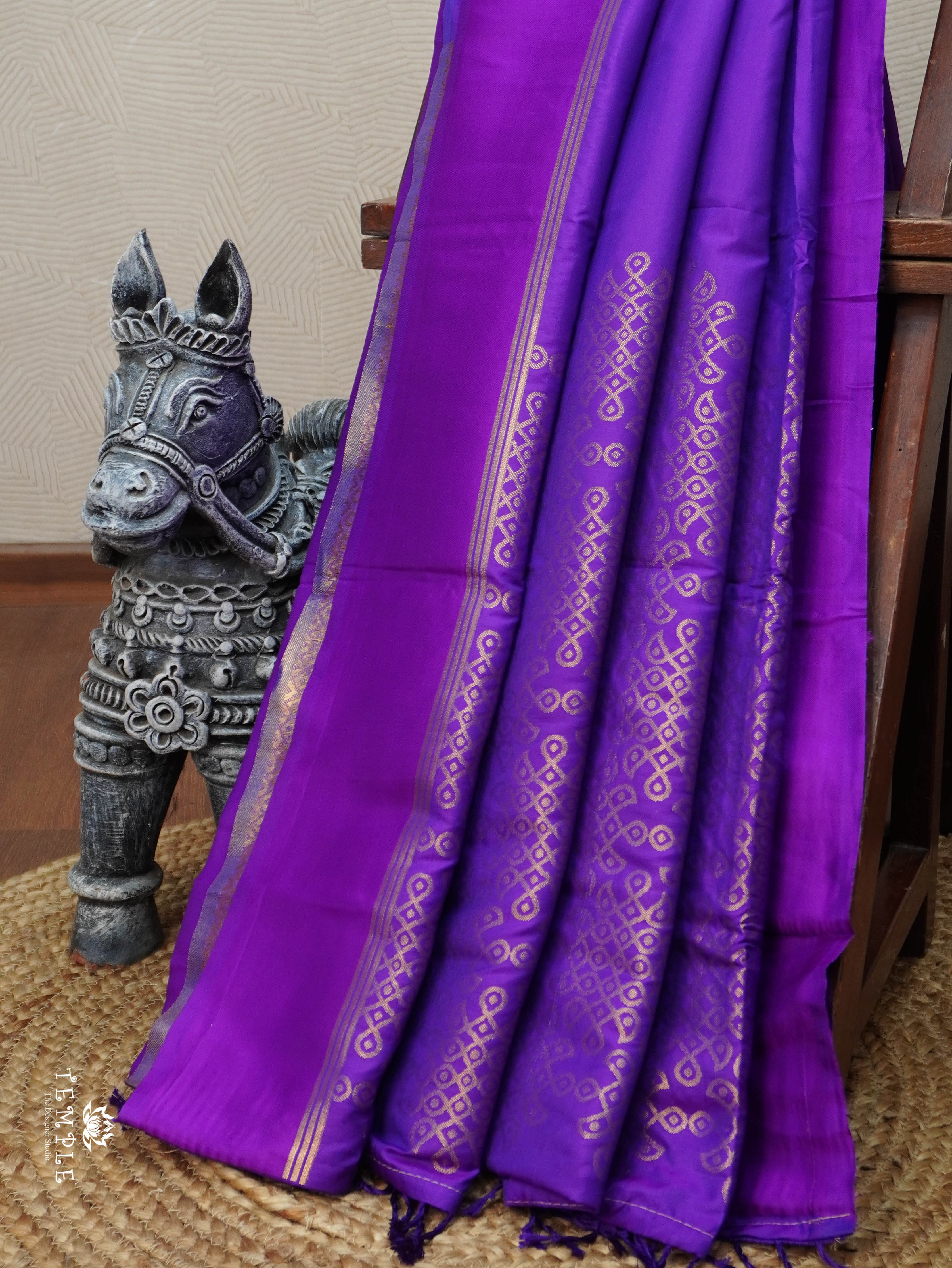 Semi Silk Saree With Kolam Designs | TTDS3081