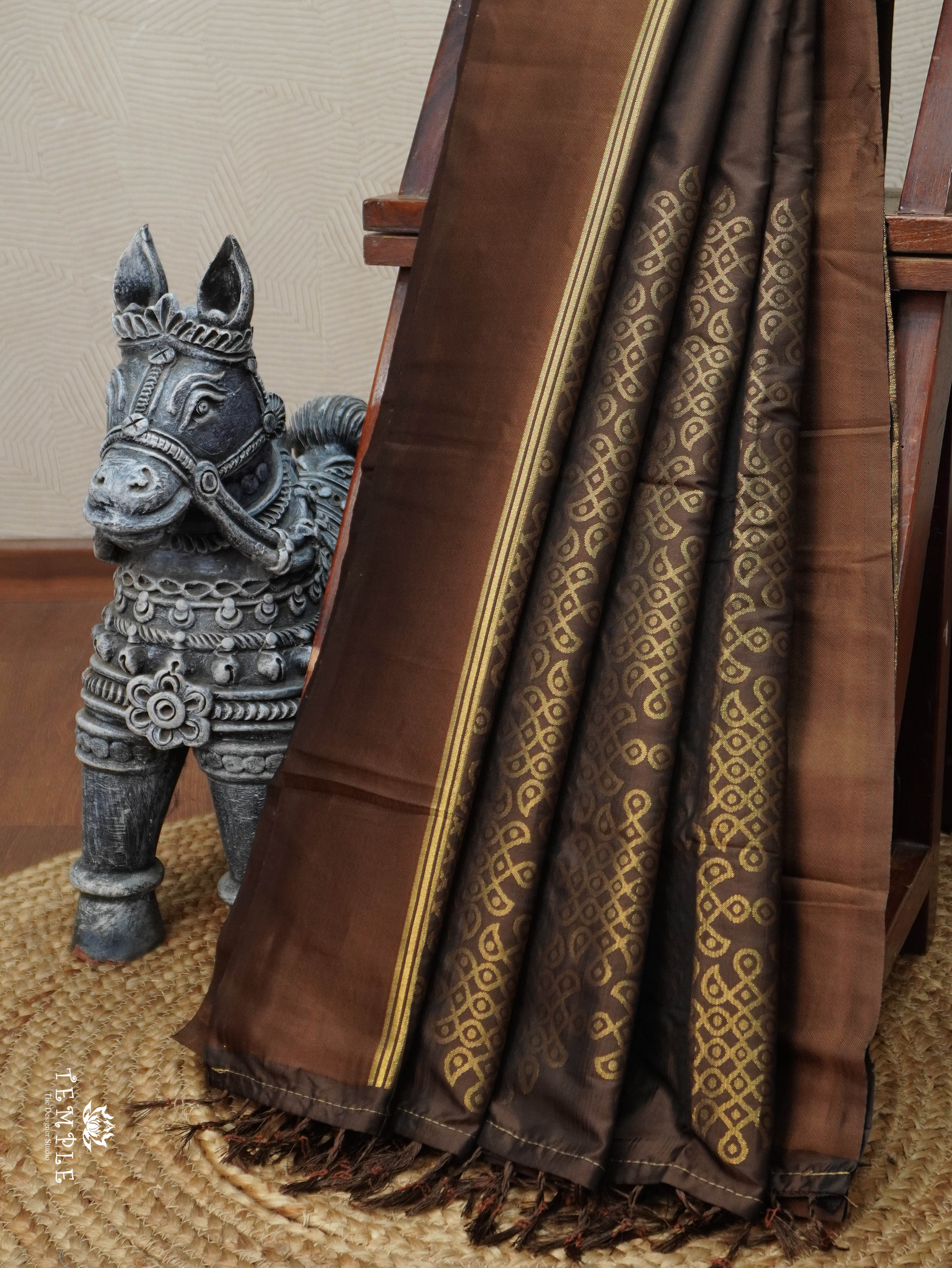 Semi Silk Saree With Kolam Designs | TTDS3081