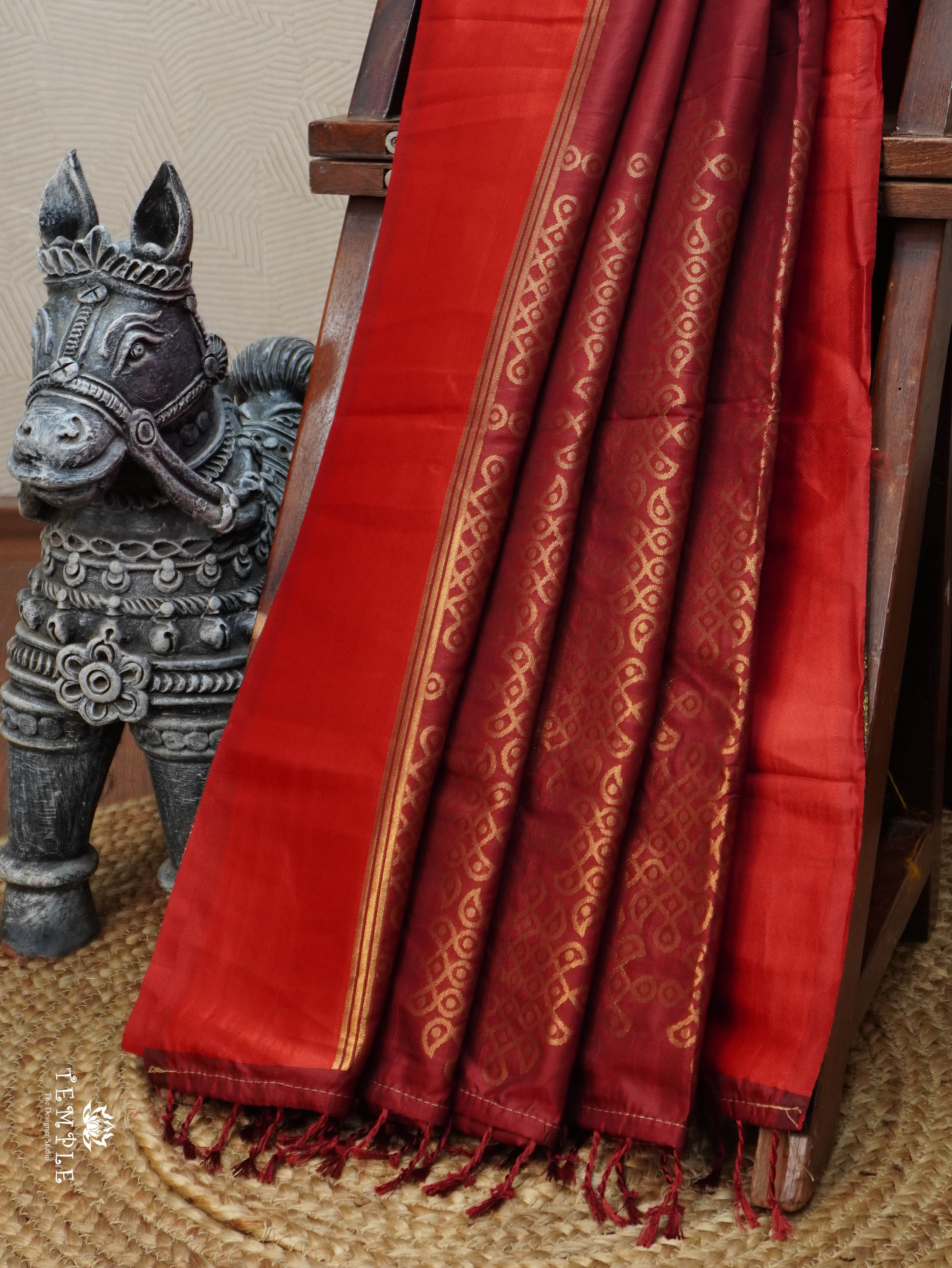 Semi Silk Saree With Kolam Designs | TTDS3081