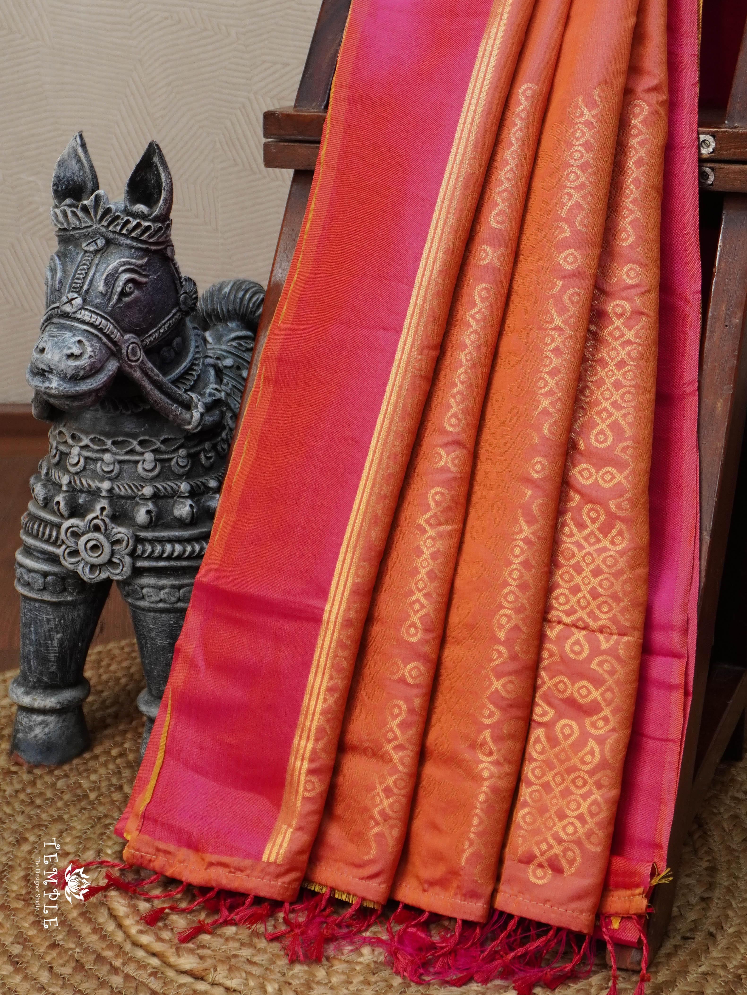 Semi Silk Saree With Kolam Designs | TTDS3081