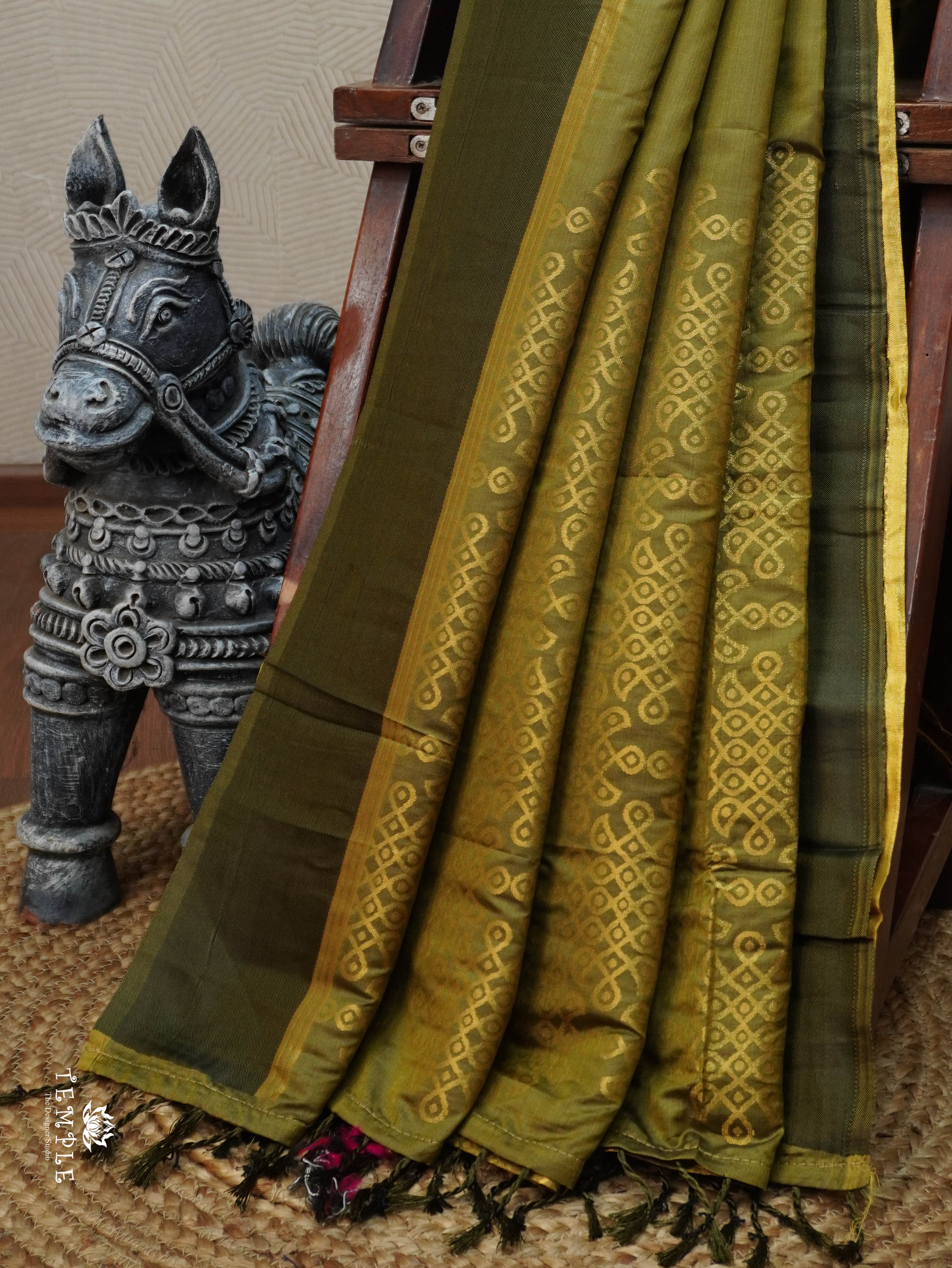 Semi Silk Saree With Kolam Designs | TTDS3081